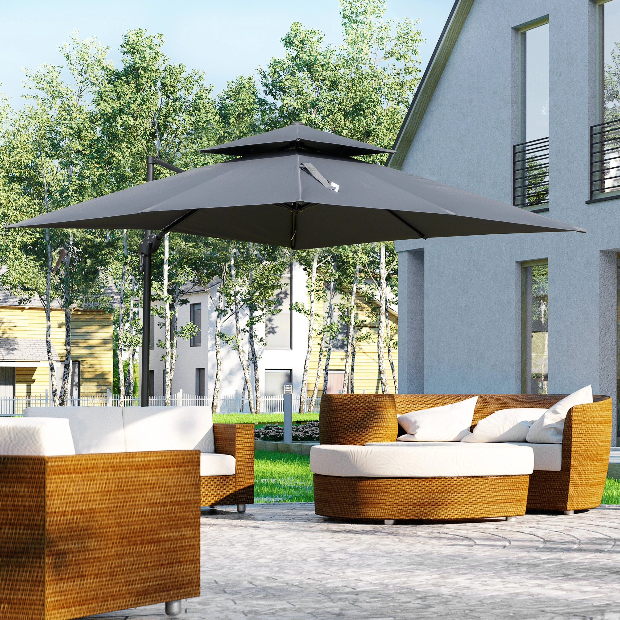 Wall Mounted Umbrella Stand, Rust Resistant Outdoor Holder Rack for Beach, Patio & Garden Umbrellas view 2