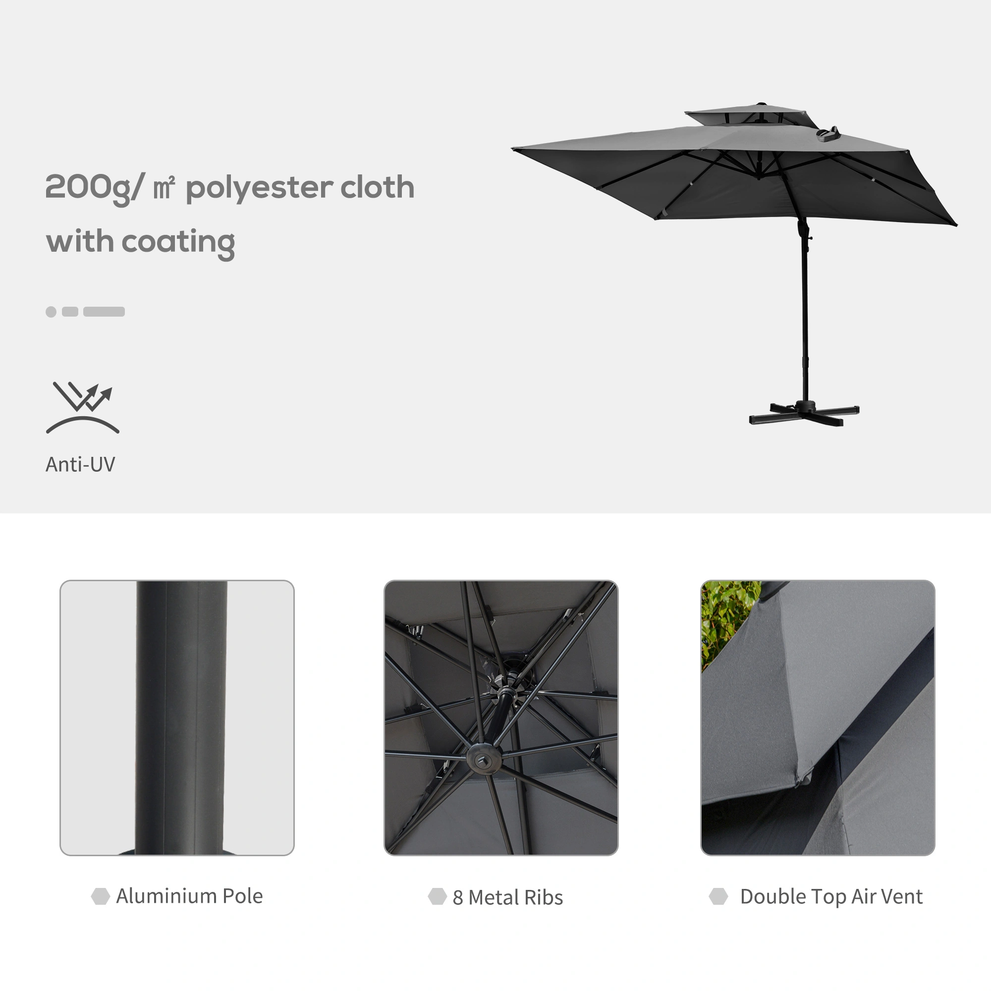 Wall Mounted Umbrella Stand, Rust Resistant Outdoor Holder Rack for Beach, Patio & Garden Umbrellas view 3