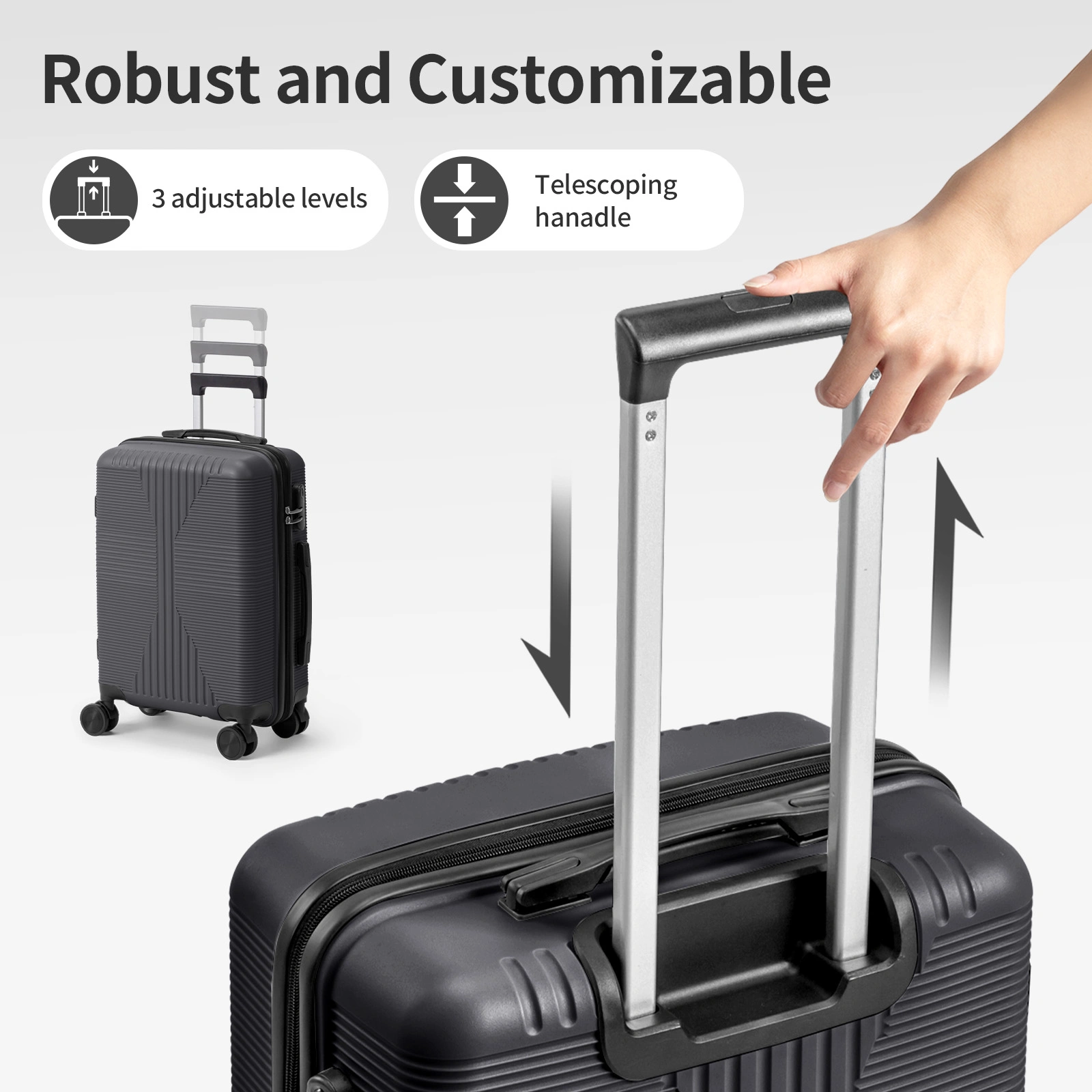 PP Trolley Case 20in 24in 28in 3PCS Suitcase Set Dark Gray view 21