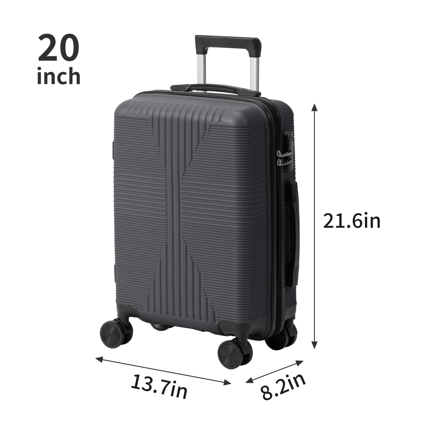 PP Trolley Case 20in 24in 28in 3PCS Suitcase Set Dark Gray view 3
