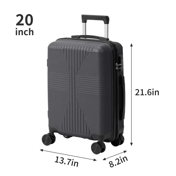 PP Trolley Case 20in 24in 28in 3PCS Suitcase Set Dark Gray view 3
