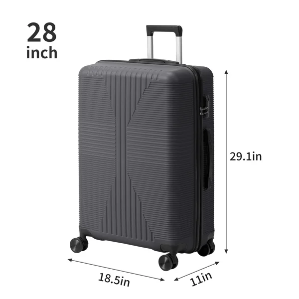 PP Trolley Case 20in 24in 28in 3PCS Suitcase Set Dark Gray view 5
