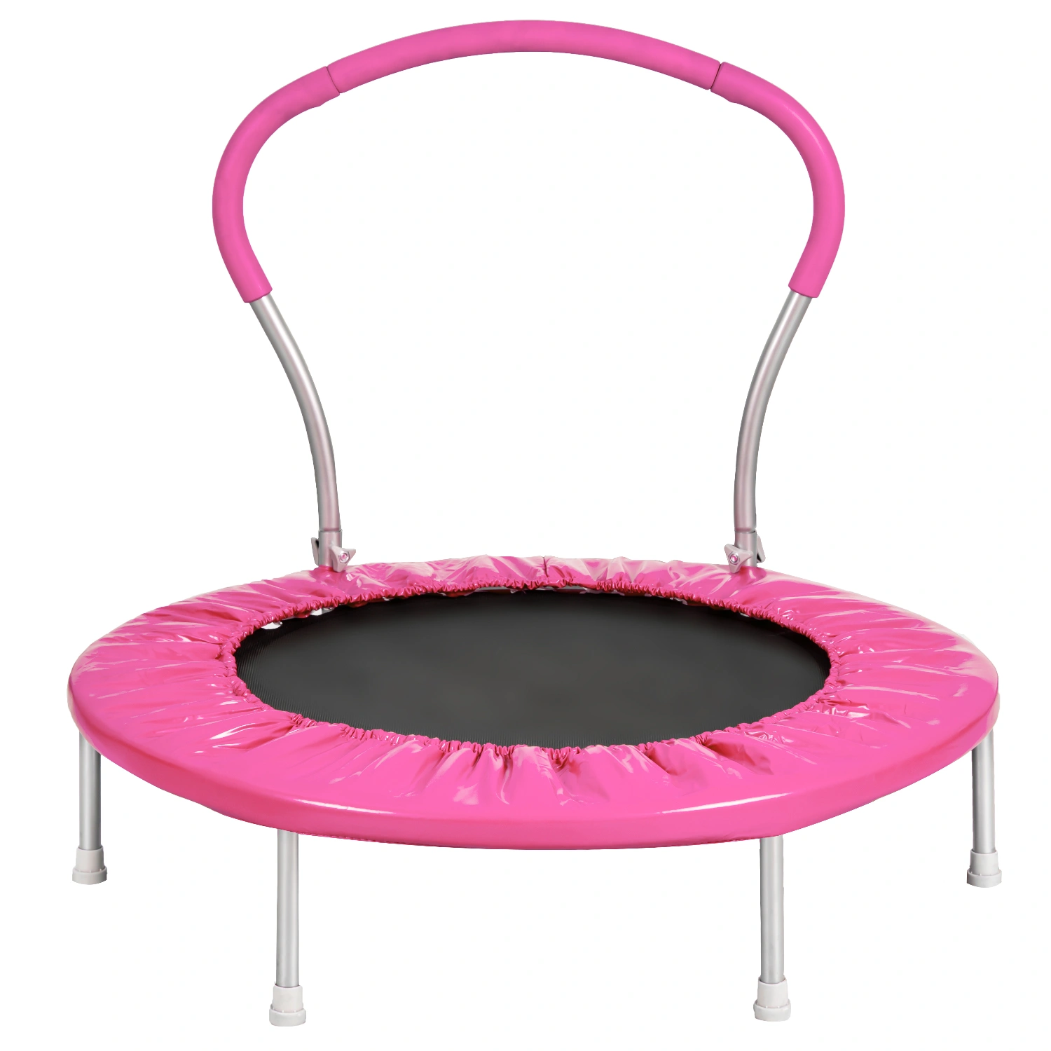 36 Inch Trampoline with Handle, Metal Frame Jumping Mat for Kids, Outdoor Indoor Trampoline with Safety Handlebar view 3