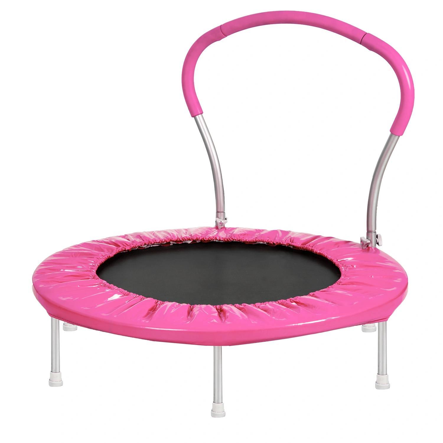 36 Inch Trampoline with Handle, Metal Frame Jumping Mat for Kids, Outdoor Indoor Trampoline with Safety Handlebar view 4