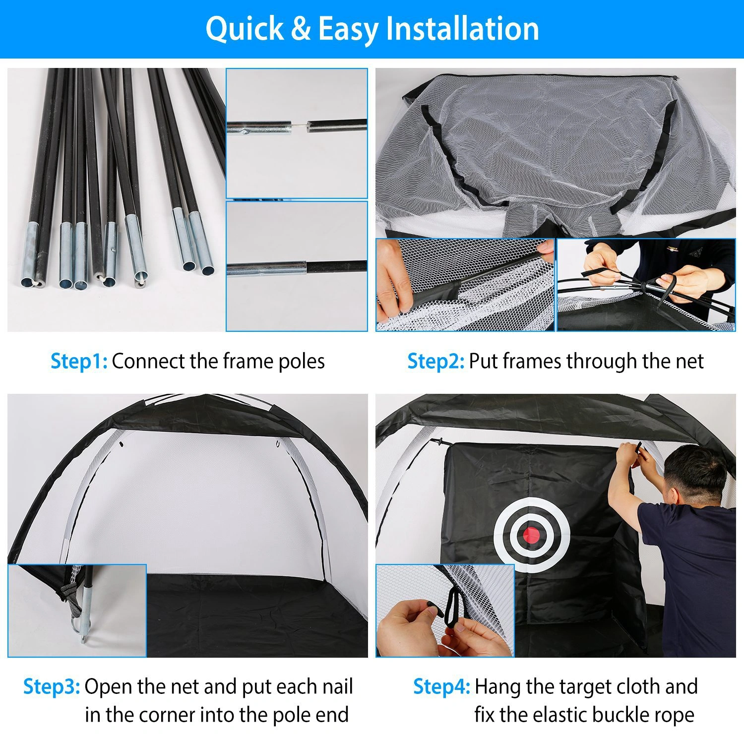 Golf Net, 78.7x39.4x55.1in for Backyard Driving Chipping Training Swing with Target Mat Balls for Outdoor Indoor,Gifts for Men Dad Him and Golfer view 3