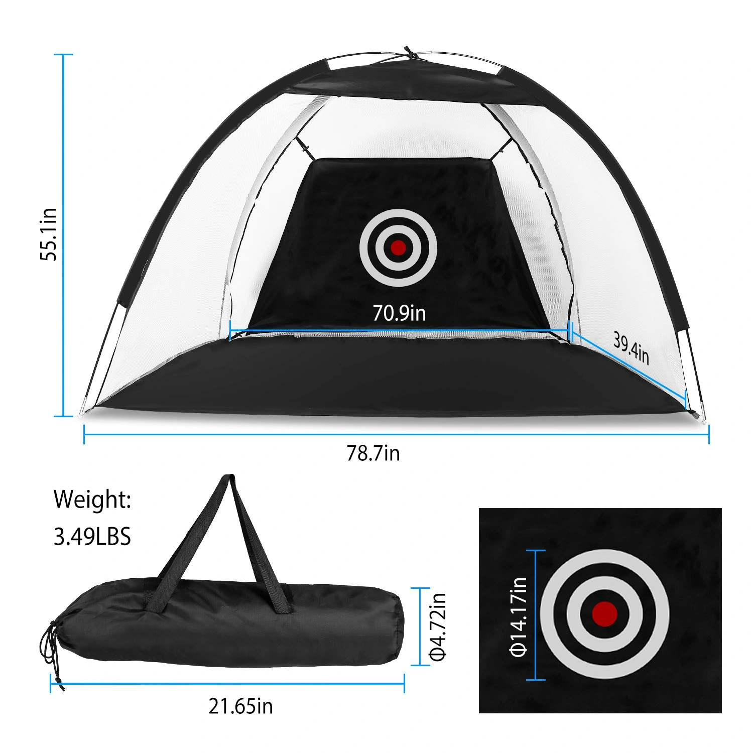 Golf Net, 78.7x39.4x55.1in for Backyard Driving Chipping Training Swing with Target Mat Balls for Outdoor Indoor,Gifts for Men Dad Him and Golfer view 8