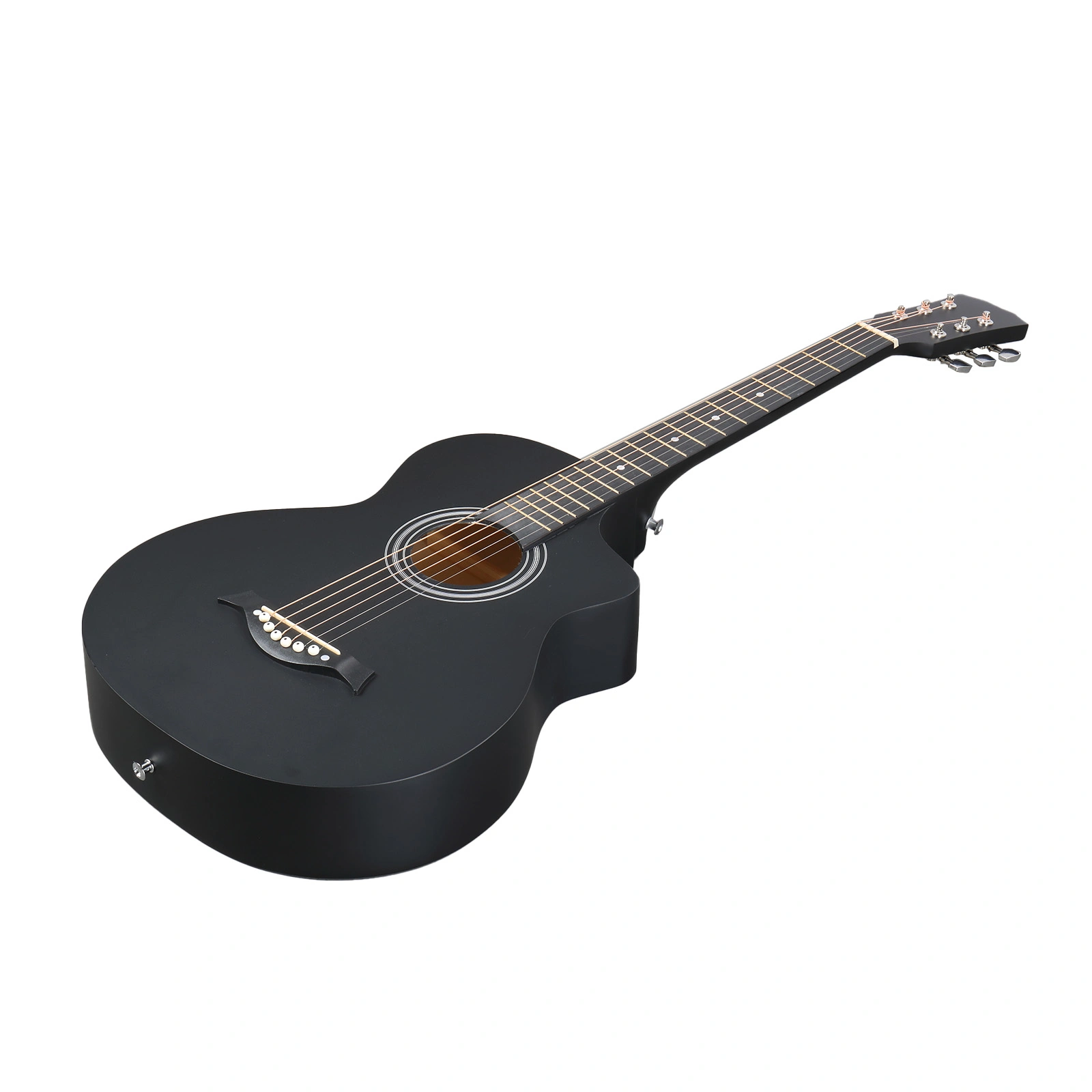 38 Inch Acoustic Guitar for Beginners, JF Body Shape Basswood Folk Guitar, 6-String Student Guitar with Case Picks & Strap - Matte Black