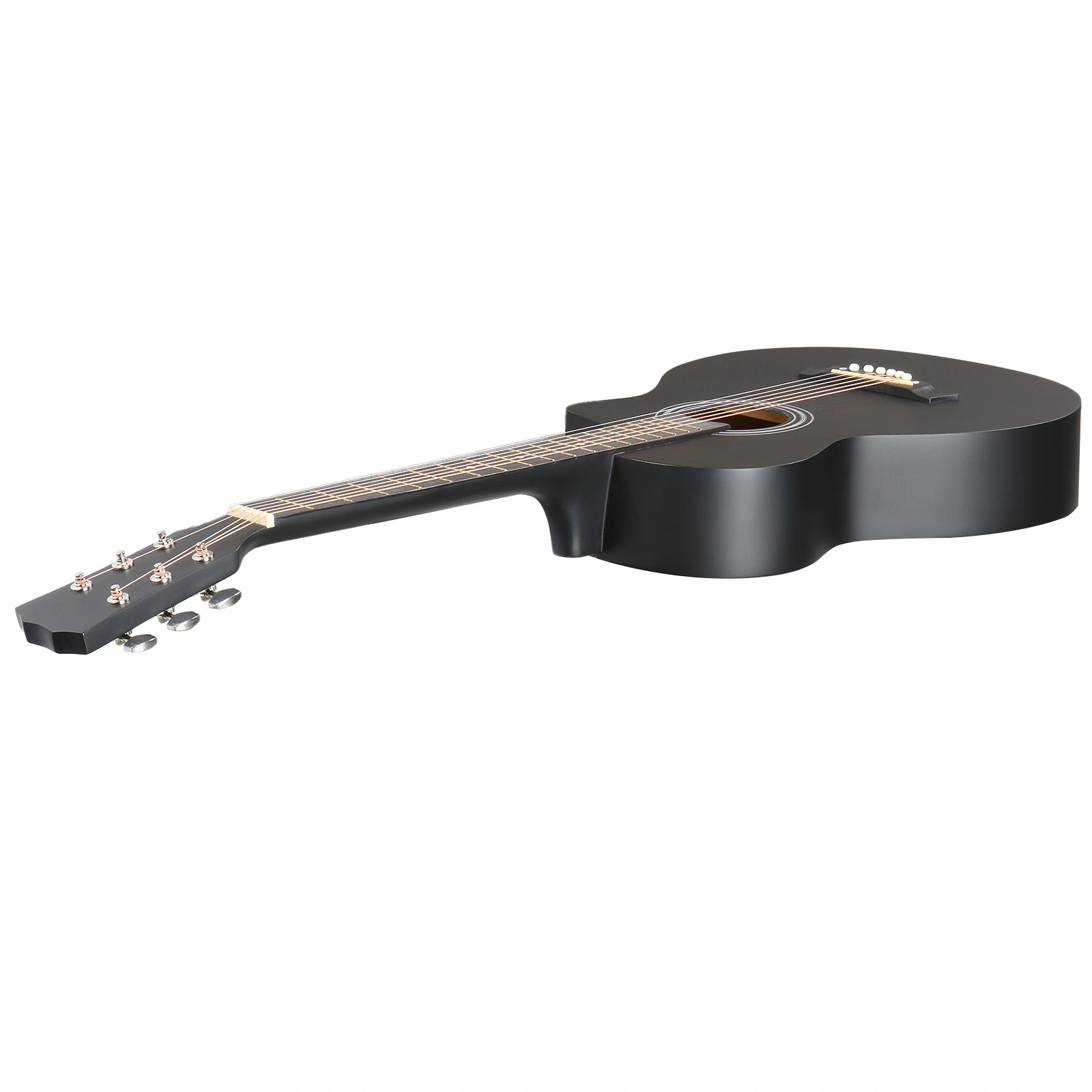 38 Inch Acoustic Guitar for Beginners, JF Body Shape Basswood Folk Guitar, 6-String Student Guitar with Case Picks & Strap - Matte Black view 3