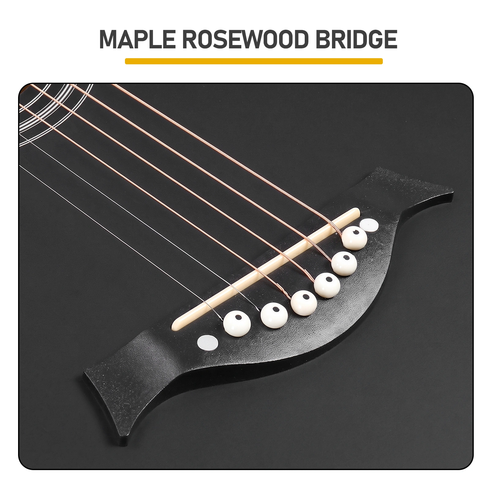 38 Inch Acoustic Guitar for Beginners, JF Body Shape Basswood Folk Guitar, 6-String Student Guitar with Case Picks & Strap - Matte Black view 8