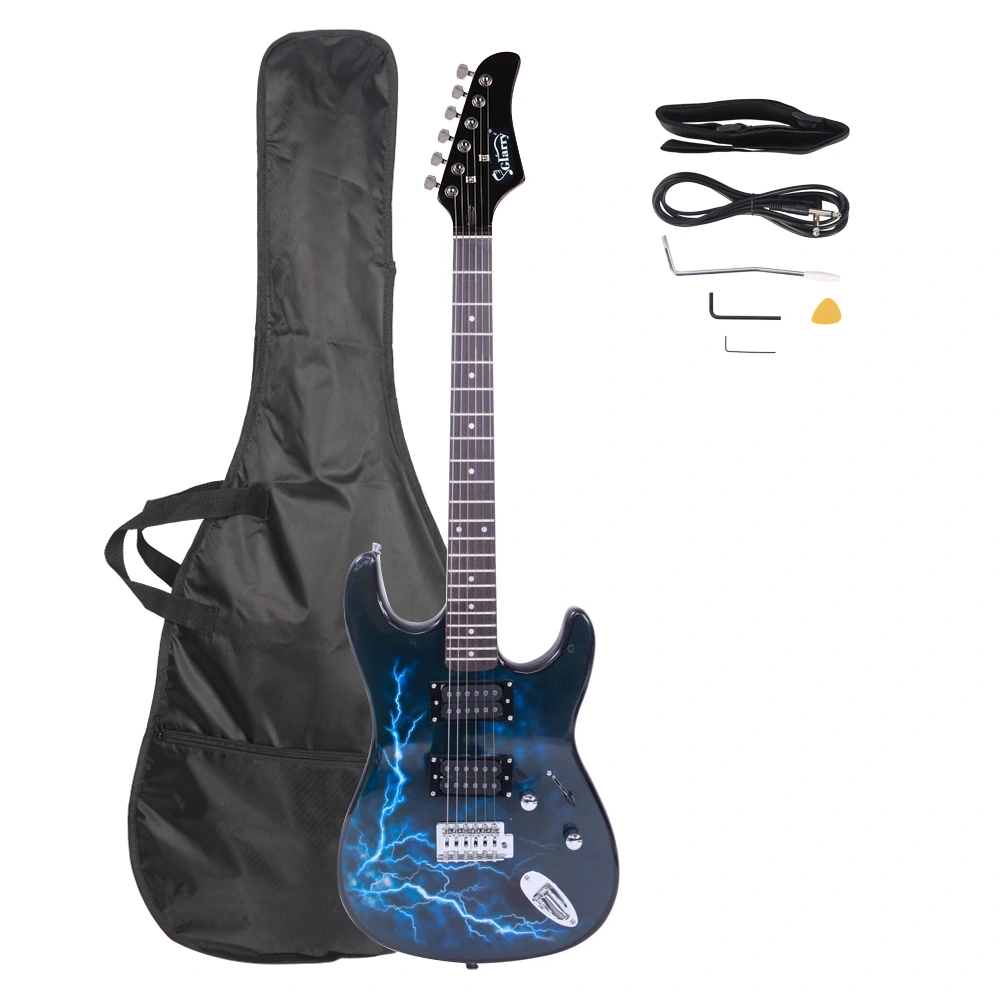 Electric Guitar GST-E Double Pickup Bag Strap Paddle Rocker Cable Wrench Tool Black view 2