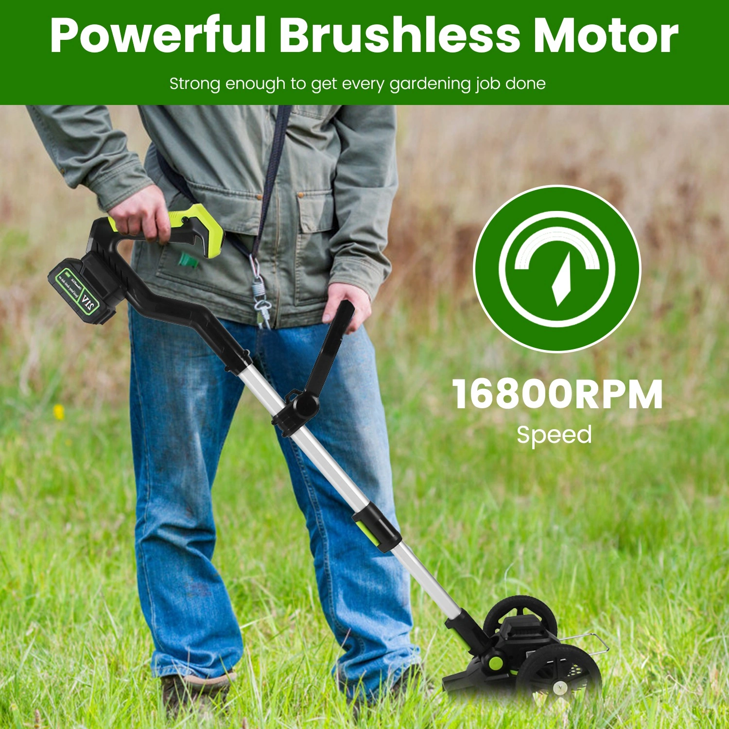 21V Electric Weed Edger Cordless String Trimmer Grass Mower Eater Bush Cutter with 16800RPM 2x 3000mAh Batteries 3.6-4.6FT Length 90° Rotatable Angle Saw Blade Steel Blade String Blade view 10