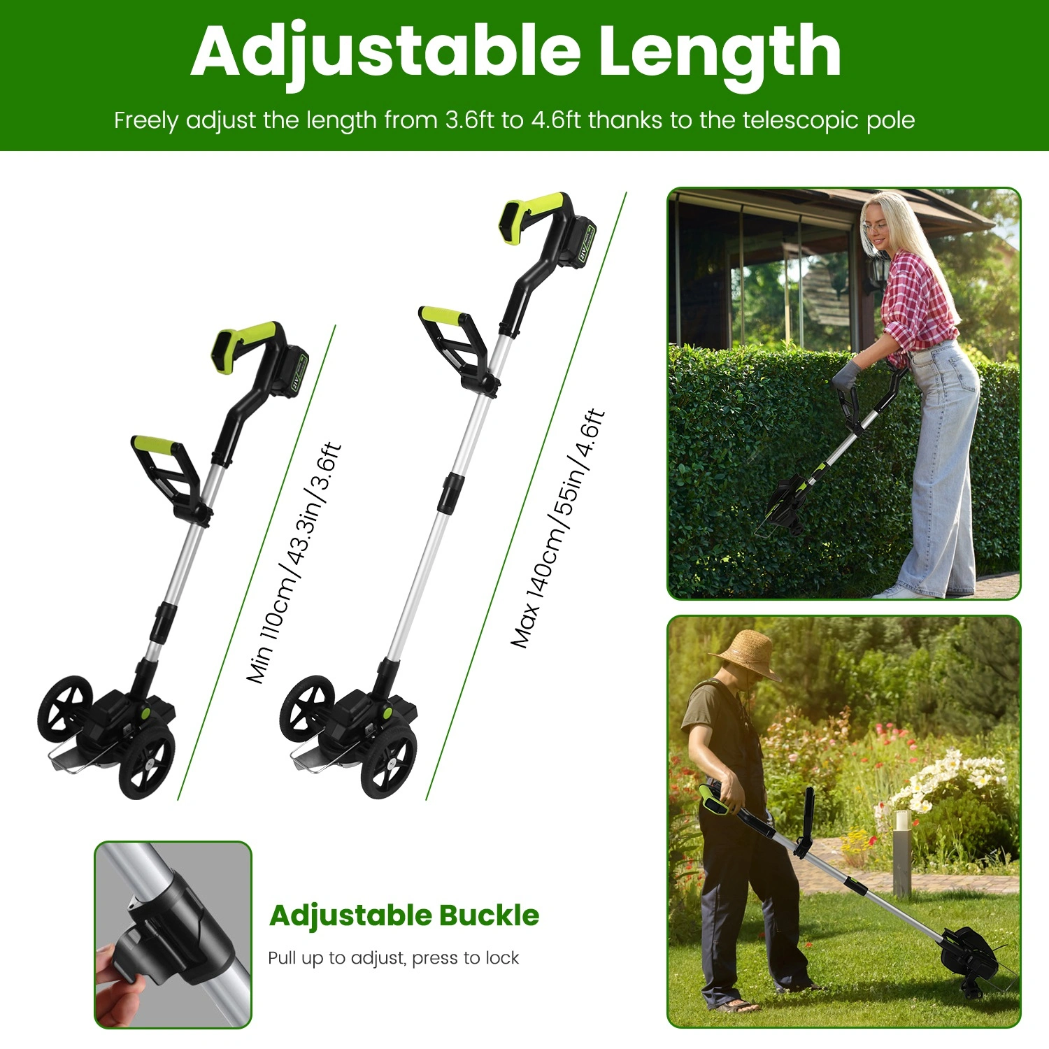 21V Electric Weed Edger Cordless String Trimmer Grass Mower Eater Bush Cutter with 16800RPM 2x 3000mAh Batteries 3.6-4.6FT Length 90° Rotatable Angle Saw Blade Steel Blade String Blade view 15