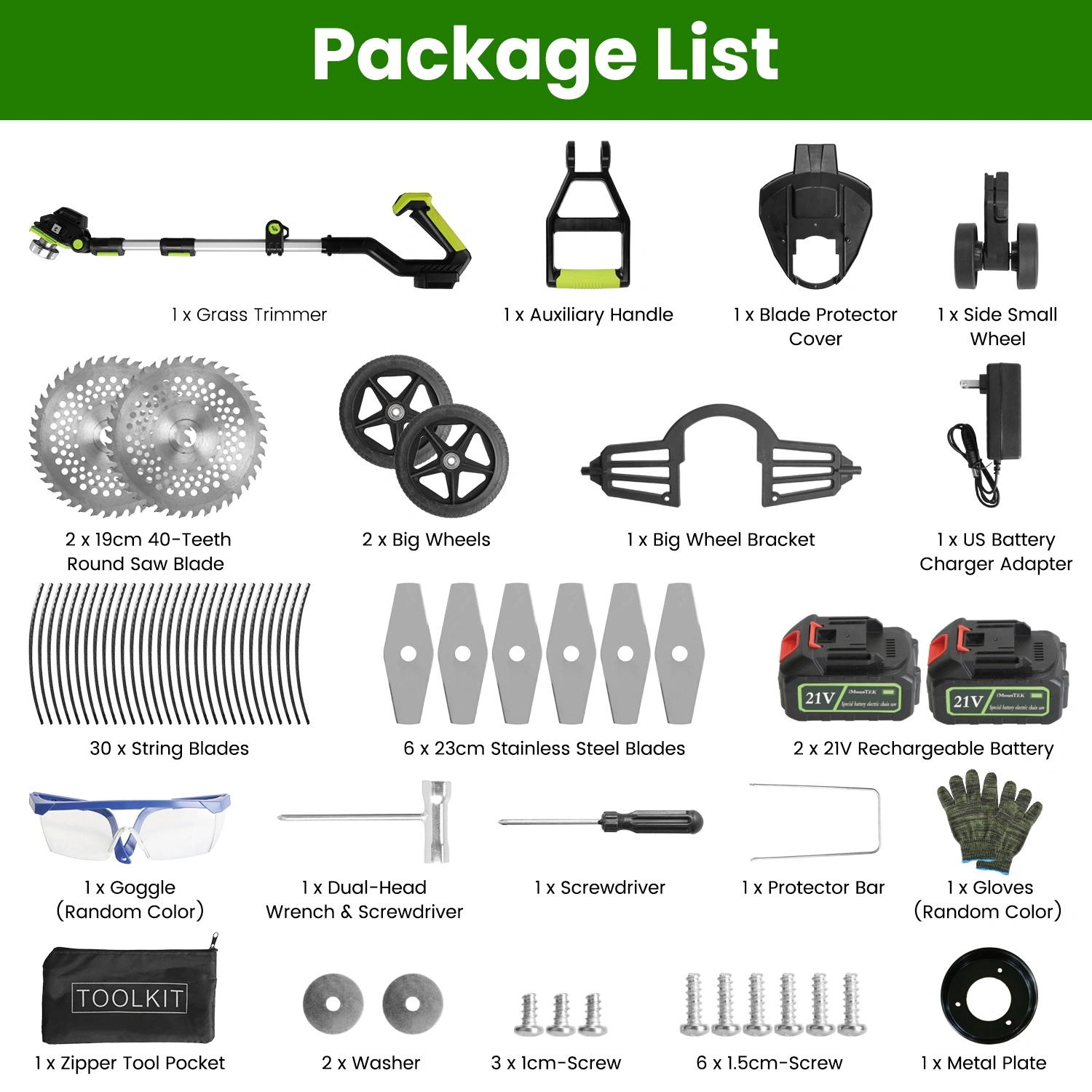 21V Electric Weed Edger Cordless String Trimmer Grass Mower Eater Bush Cutter with 16800RPM 2x 3000mAh Batteries 3.6-4.6FT Length 90° Rotatable Angle Saw Blade Steel Blade String Blade view 17