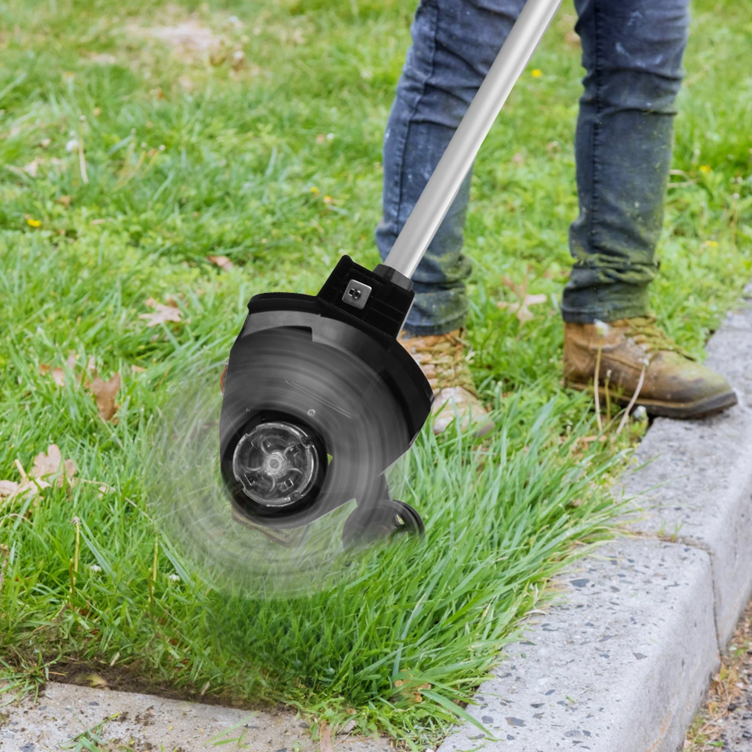 21V Electric Weed Edger Cordless String Trimmer Grass Mower Eater Bush Cutter with 16800RPM 2x 3000mAh Batteries 3.6-4.6FT Length 90° Rotatable Angle Saw Blade Steel Blade String Blade view 7