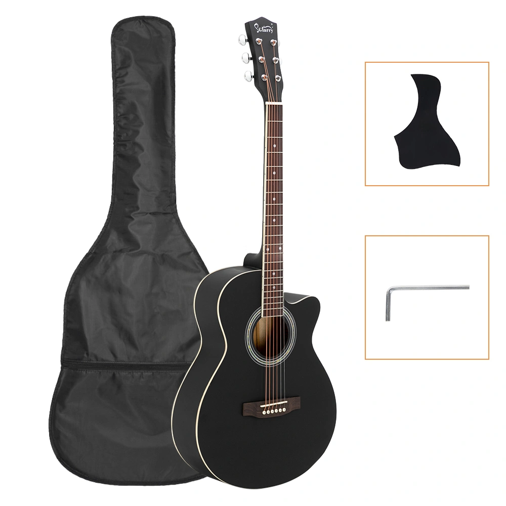 GT501 40 inch Spruce Front Cutaway Folk Guitar with Bag & Board & Wrench Tool Black