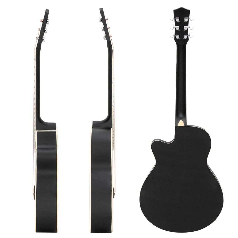 GT501 40 inch Spruce Front Cutaway Folk Guitar with Bag & Board & Wrench Tool Black view 11
