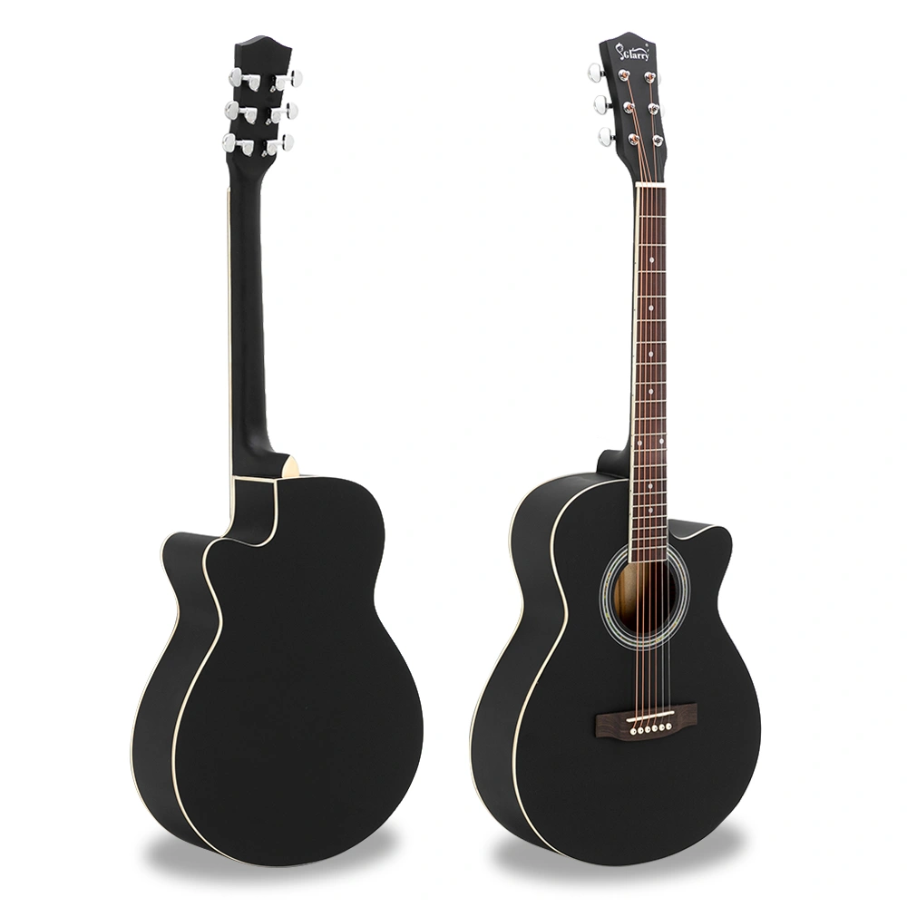 GT501 40 inch Spruce Front Cutaway Folk Guitar with Bag & Board & Wrench Tool Black view 7