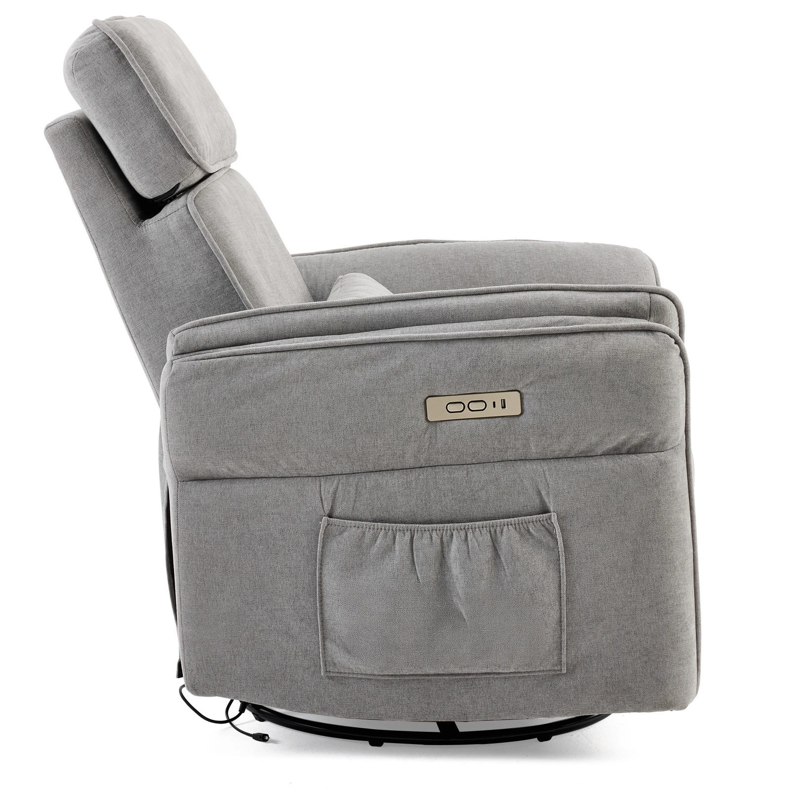 Power Recliner Chair 300° Swivel Rocker Electric Reclining Chair Adjustable Headrest Foldable Armrests 330 Lbs Weight Capacity Chenille Light Gray Indoor view 3
