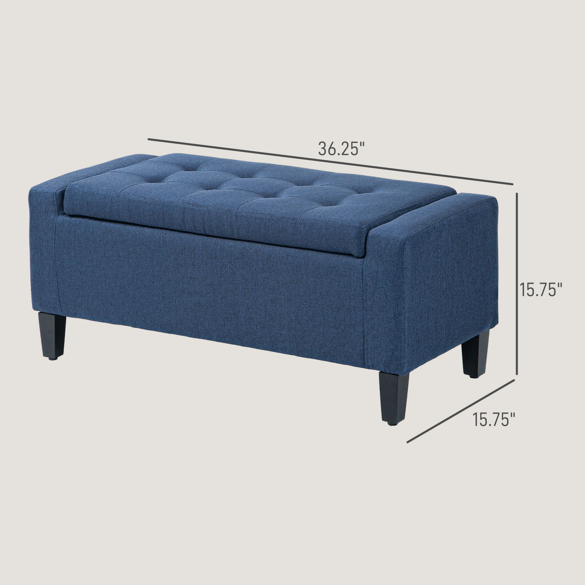 Upholstered Storage Bench, Folding Footrest Seat with Hidden Compartment for Entryway view 2