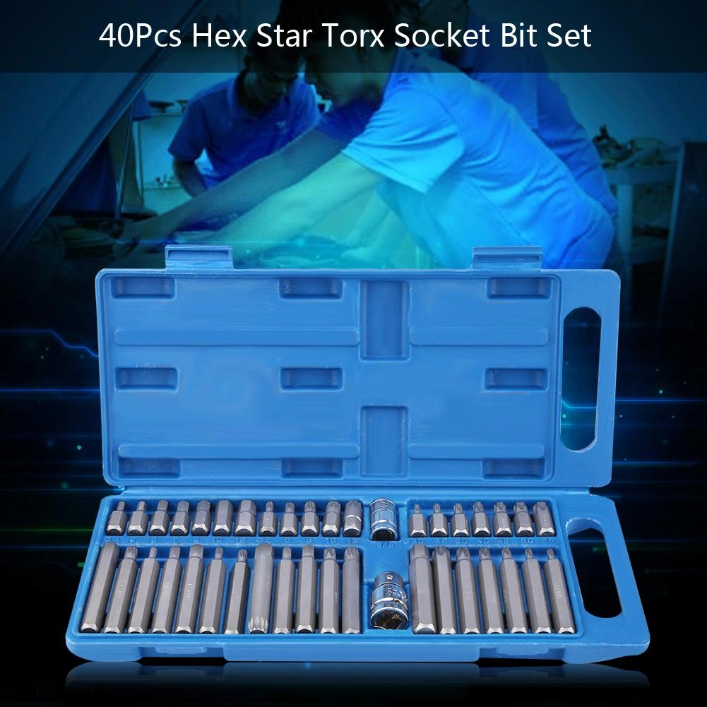 40Pcs Hex Star Torx Socket Bit Set Tool Kit 1/2" 3/8" Drive