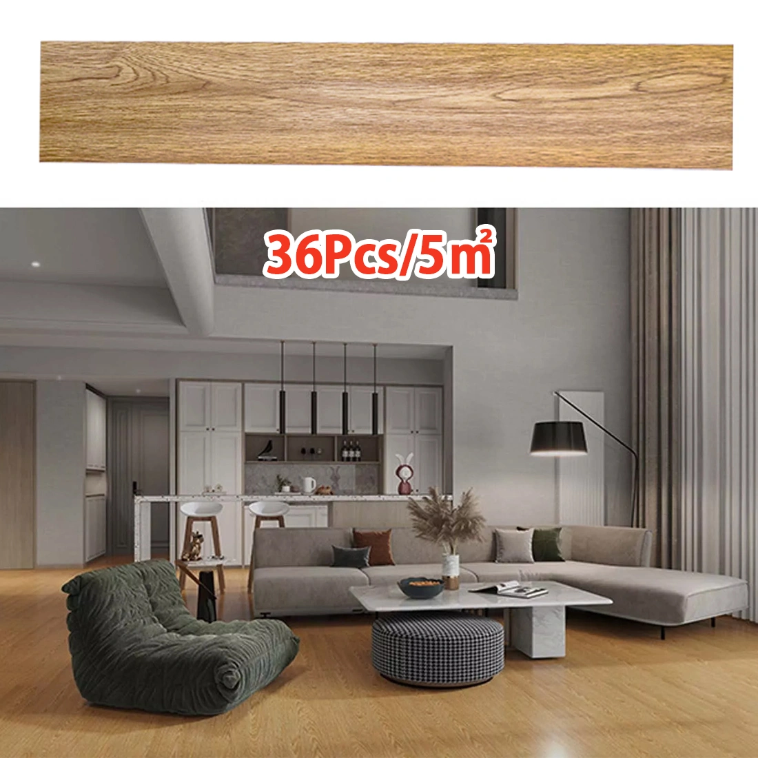 5m² Self Adhesive Wood Effect Vinyl Floor Tiles Planks for Kitchen Bathroom UK view 5