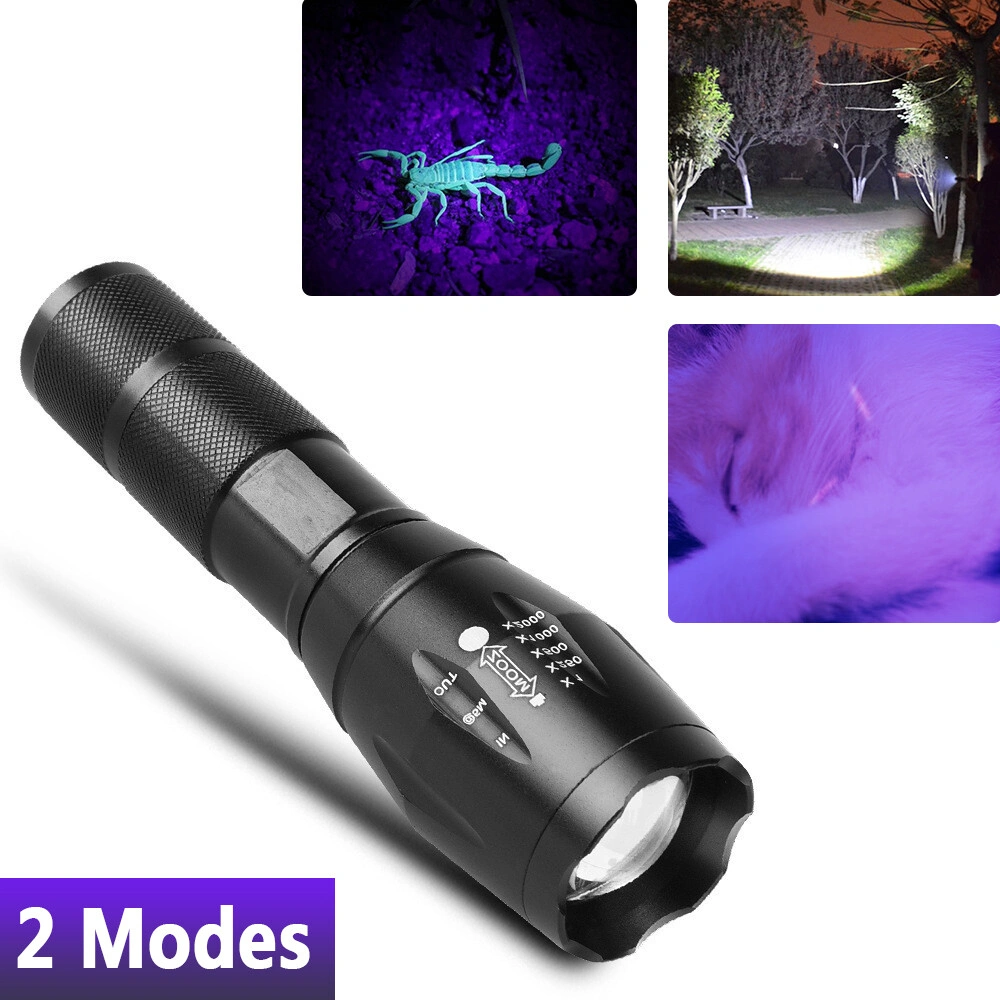 2 IN 1 LED Flashlight UV + white Zoomable LED Flashlight Detection LampUS Logistics only For USPS.TK/TMEU only For self-pickup