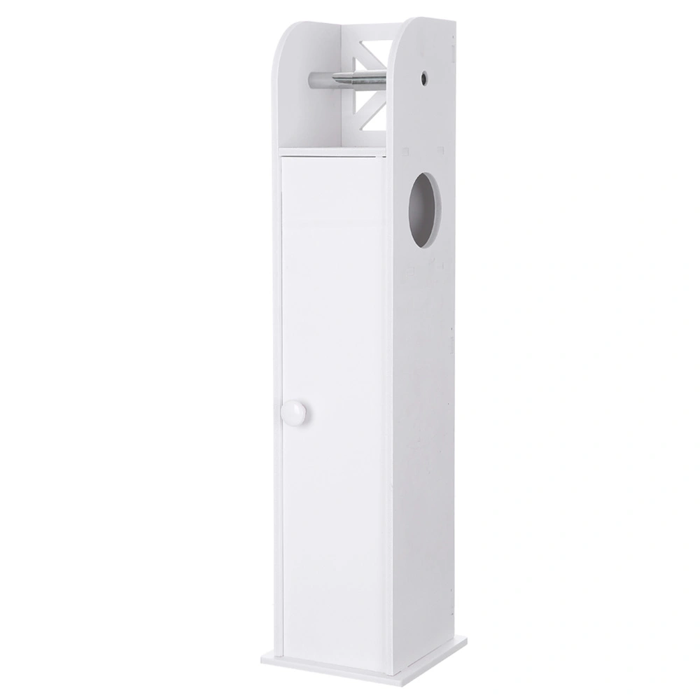 Narrow Bathroom Cabinet PVC Toilet Paper Holder Organizer Stand with Paper Roll Compartment, 19 x 19 x 77 Inches, Slim Floor Storage for Towels & Accessories