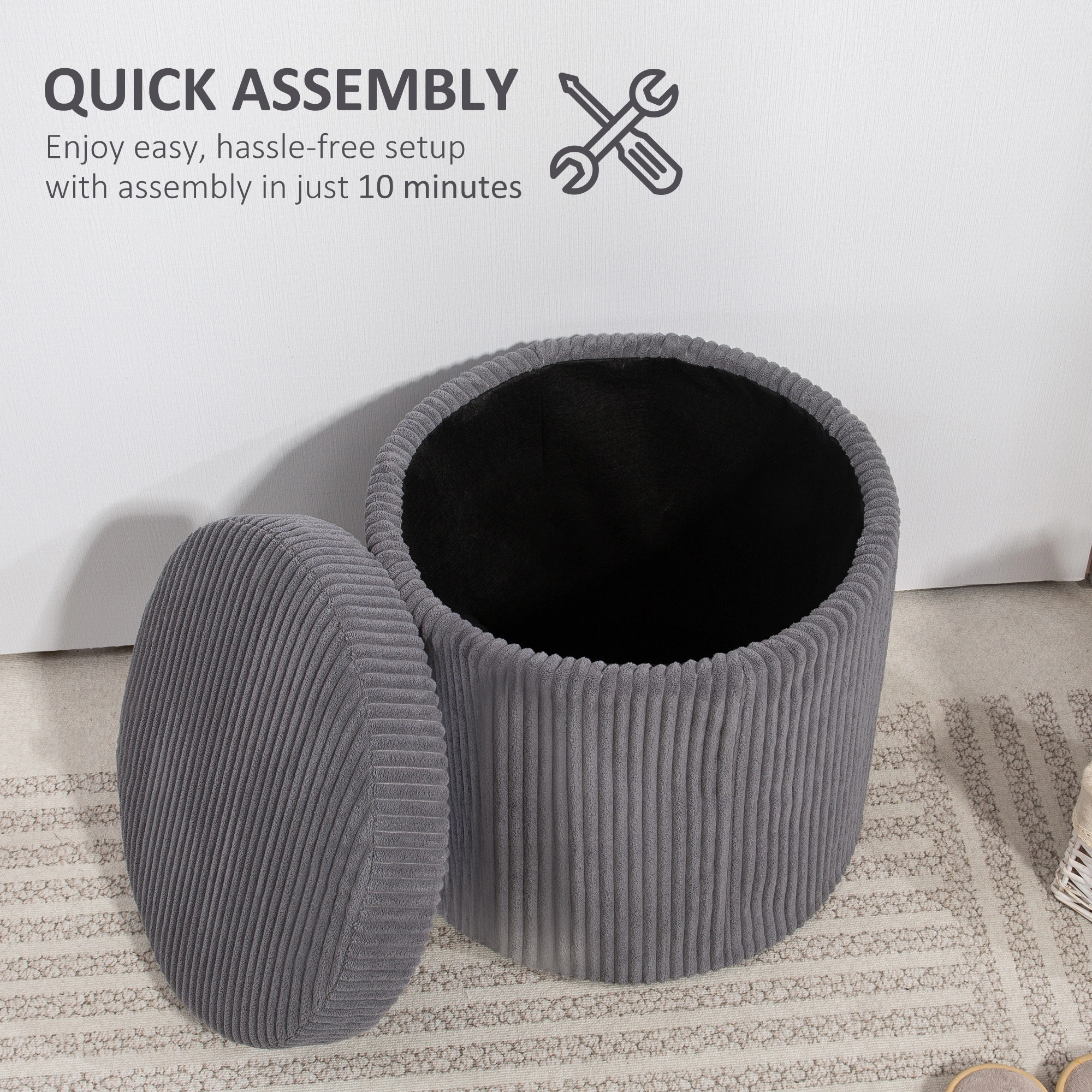 Foldable Storage Ottoman Bench with Lid, PU Leather Coffee Table Seat, Multipurpose Footstool for Living Room Bedroom view 2