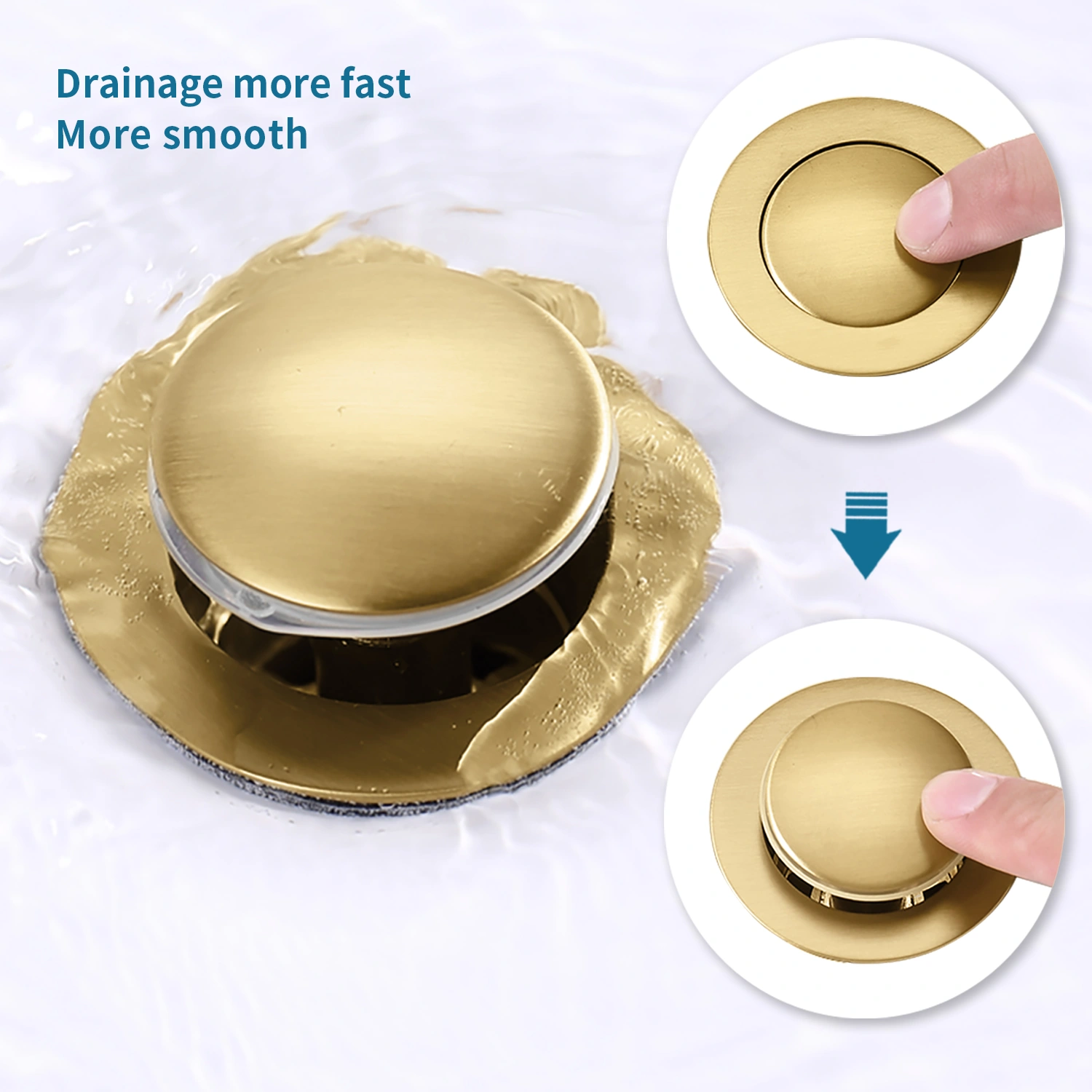 Bathroom Sink Drain Vanity Sink Drain with Strainer Basket Brushed Gold view 6