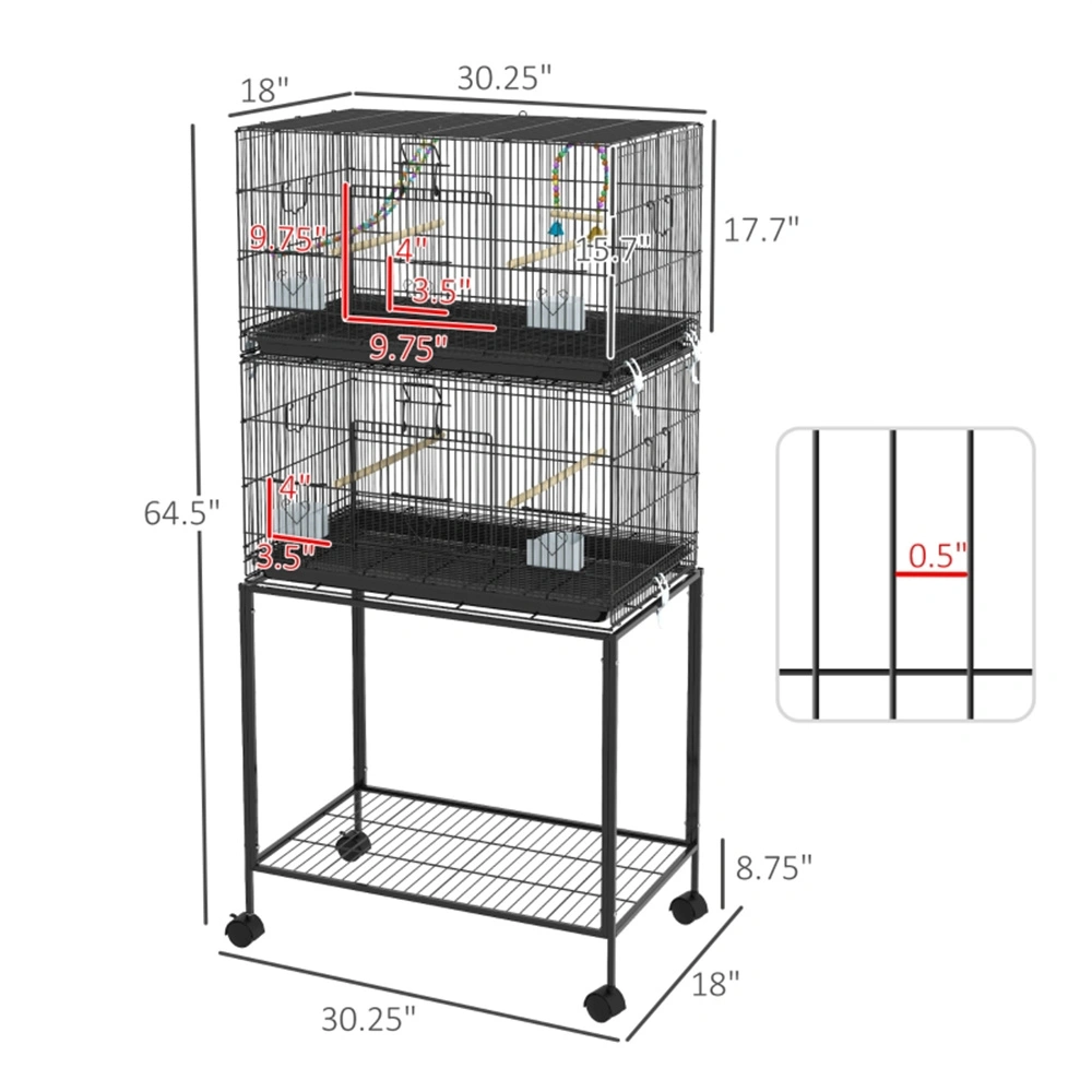 Premium Bird Cage with Tray - Spacious Avian Home for Parakeets, Cockatiels & Small Birds view 3