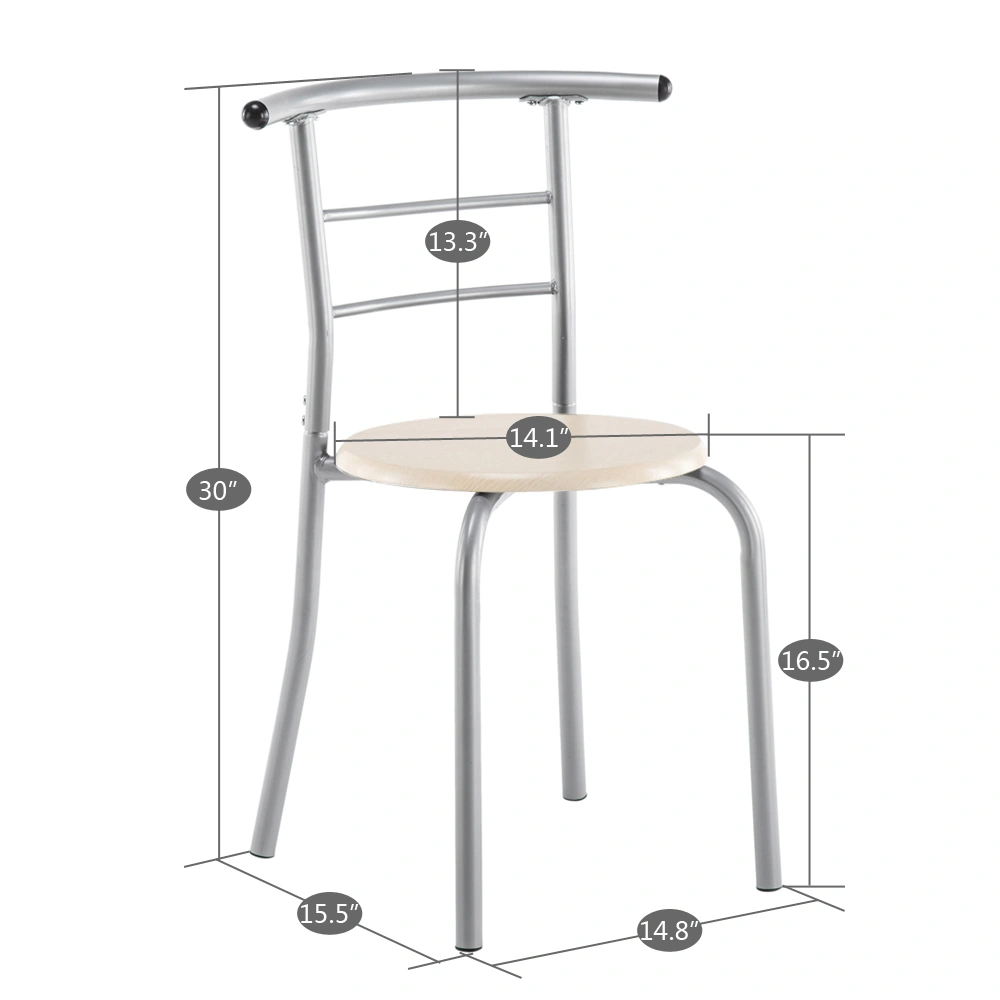 PVC Breakfast Table Set with 2 Chairs, Natural Finish Dining Table for Kitchen Cafe Small Space view 3