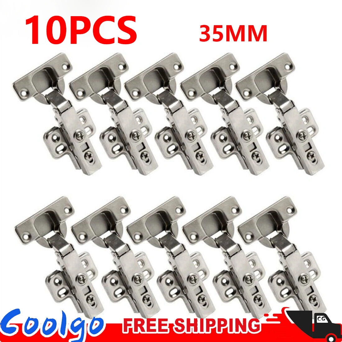 10Pcs Soft Close 35mm Kitchen Cabinet Cupboard Standard Overlay Door Hinges Brass New