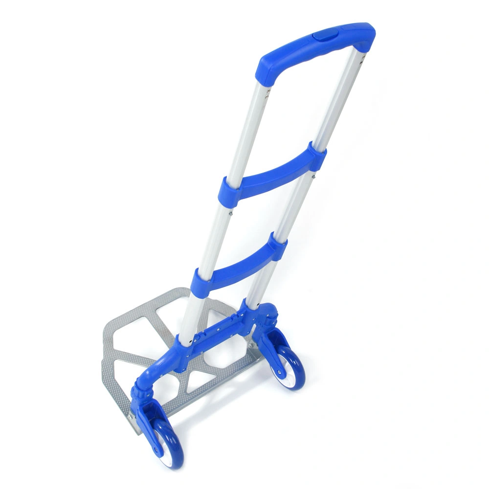 Portable Folding Collapsible Aluminum Cart Dolly Push Truck Trolley Blue view 4