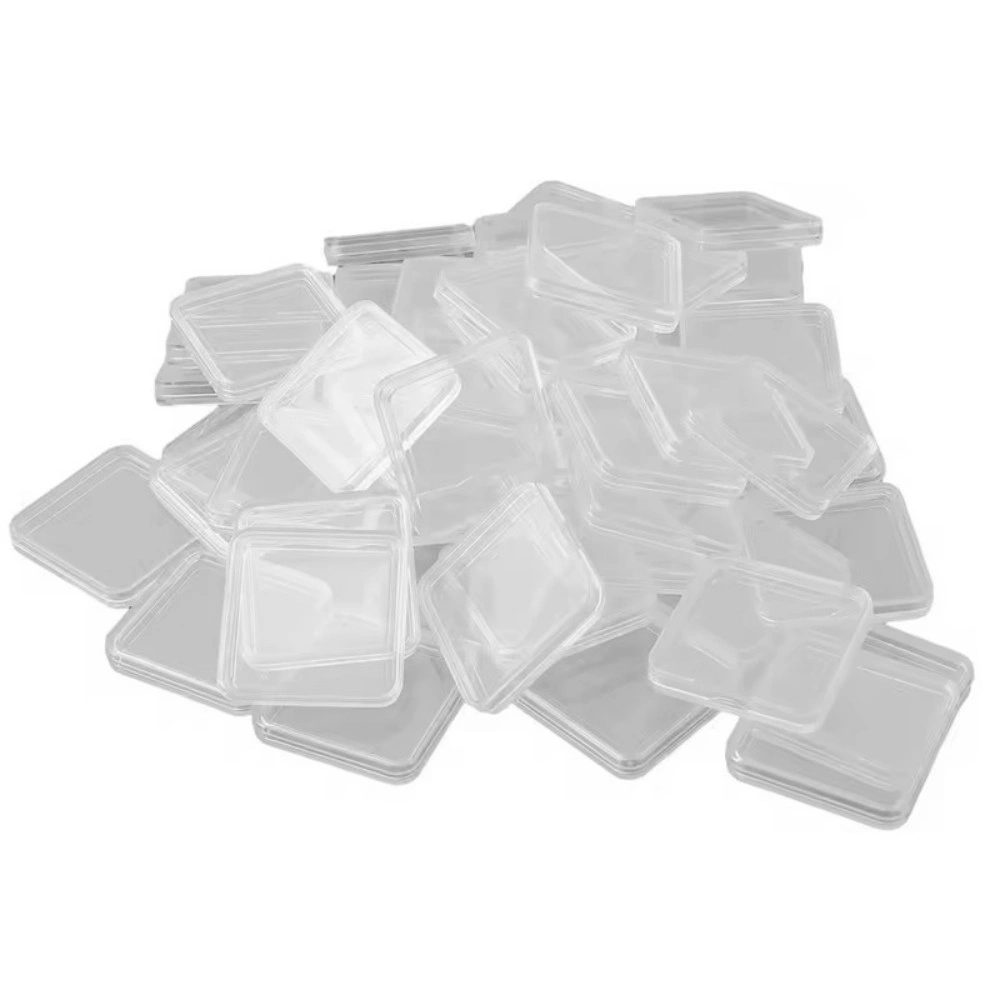 100 Pack Single Square Plastic Coin Capsule Box Storage Case Display Collection Case view 4