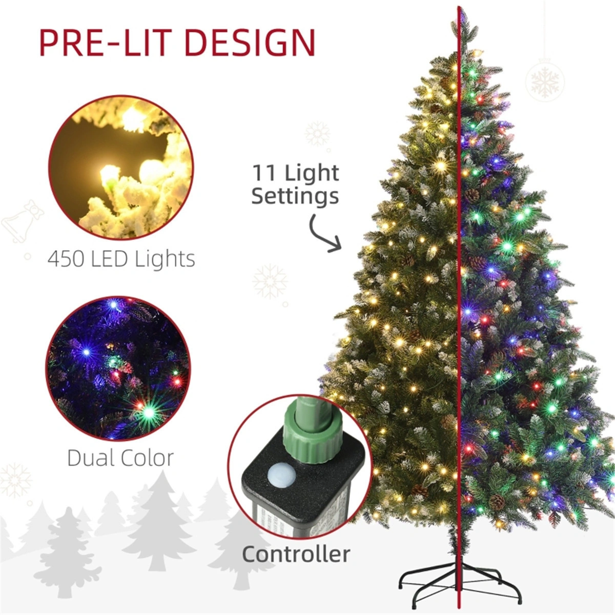 6 ft Artificial Christmas Tree, Full Full-Body Pine Holiday Tree for Home Indoor Outdoor Decoration view 3