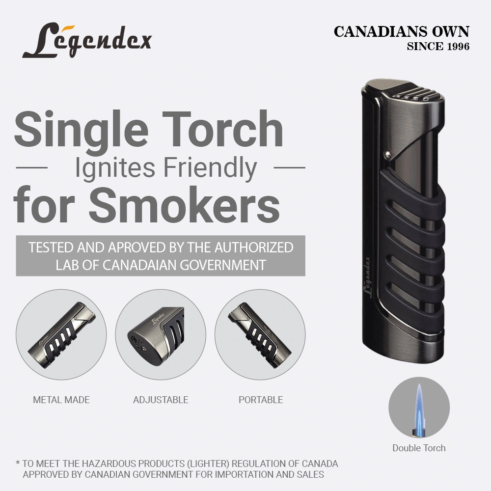 Legendex Explorer Torch Lighter Black Nickel Refillable Adjustable Flame Cigar Cigarette Kitchen Outdoor view 2