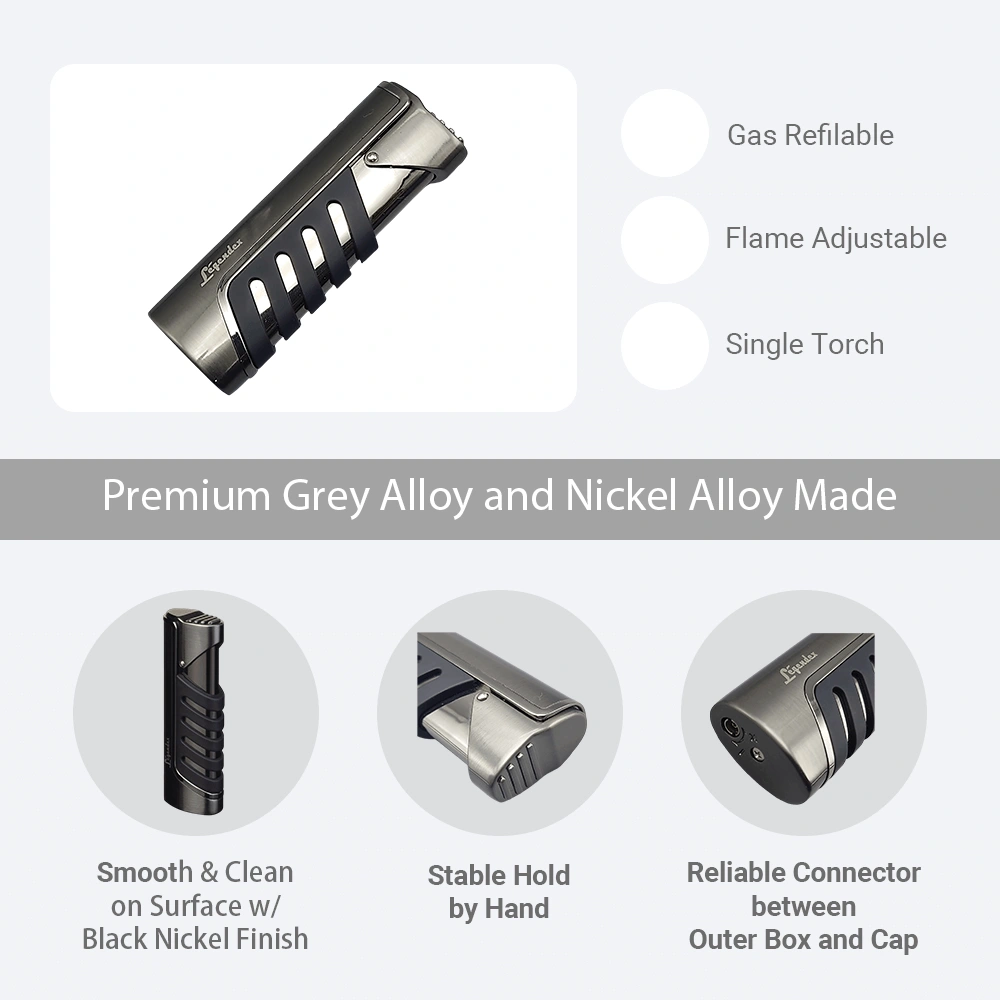 Legendex Explorer Torch Lighter Black Nickel Refillable Adjustable Flame Cigar Cigarette Kitchen Outdoor view 4