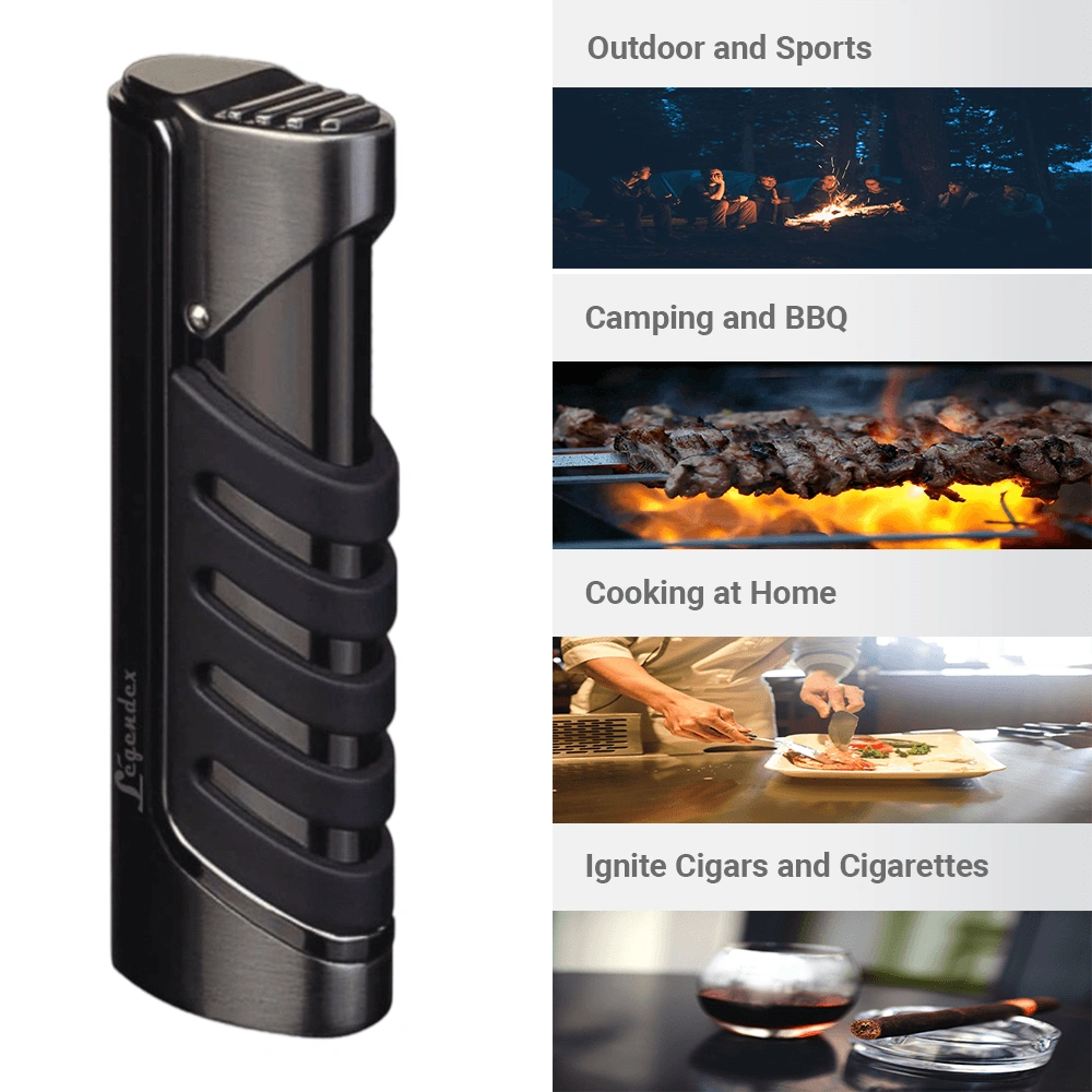 Legendex Explorer Torch Lighter Black Nickel Refillable Adjustable Flame Cigar Cigarette Kitchen Outdoor view 5
