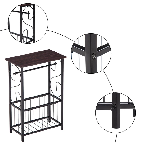 (37 x 20 x 55)cm Multifunctional Bathroom Table / Interior Side Table Tissue Magazine Rack Dark Brown view 4