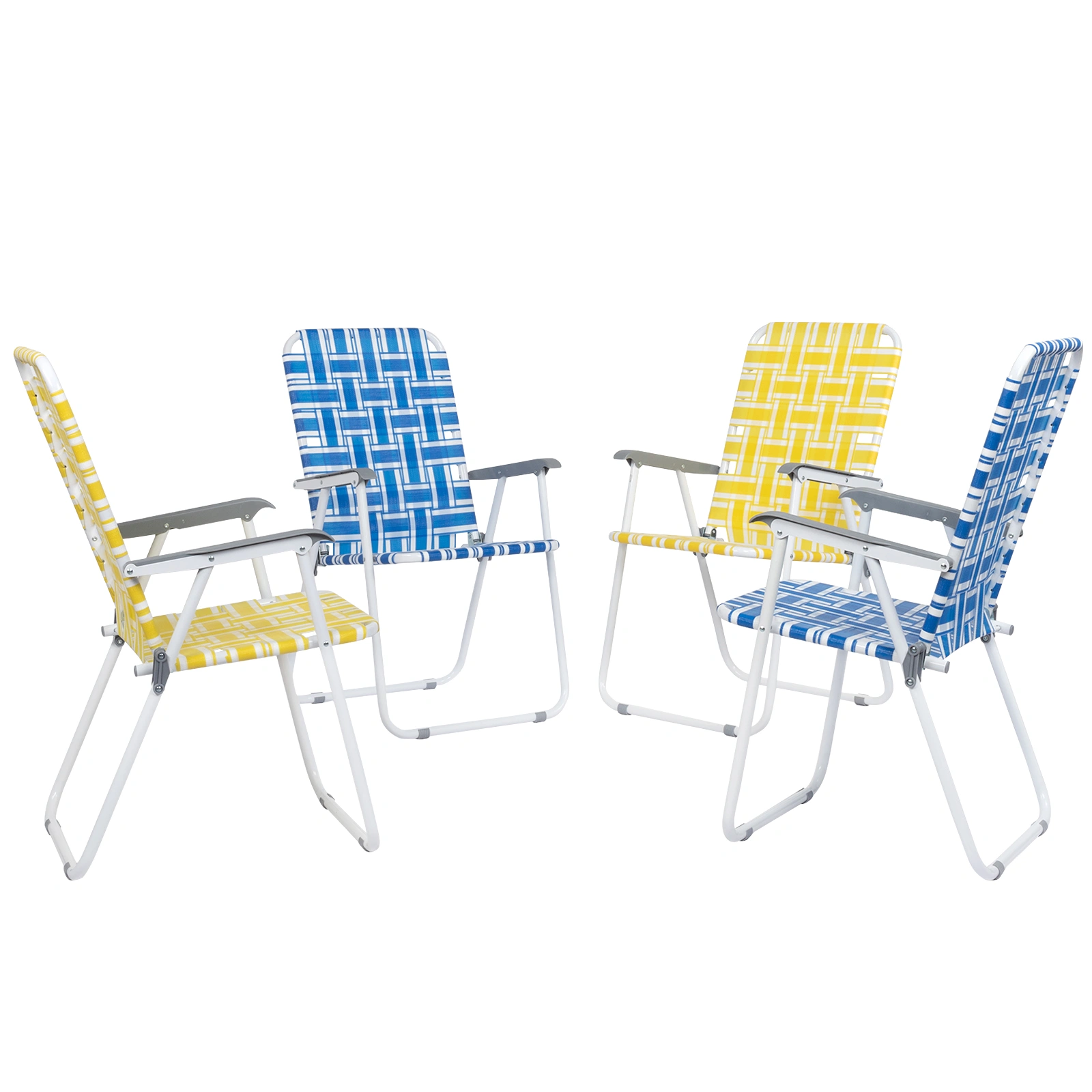 2pcs Folding Beach Chair, Heavy Duty Steel Frame PP Webbing, 120kg Load Capacity, Blue White Stripe Portable Beach Chair view 10