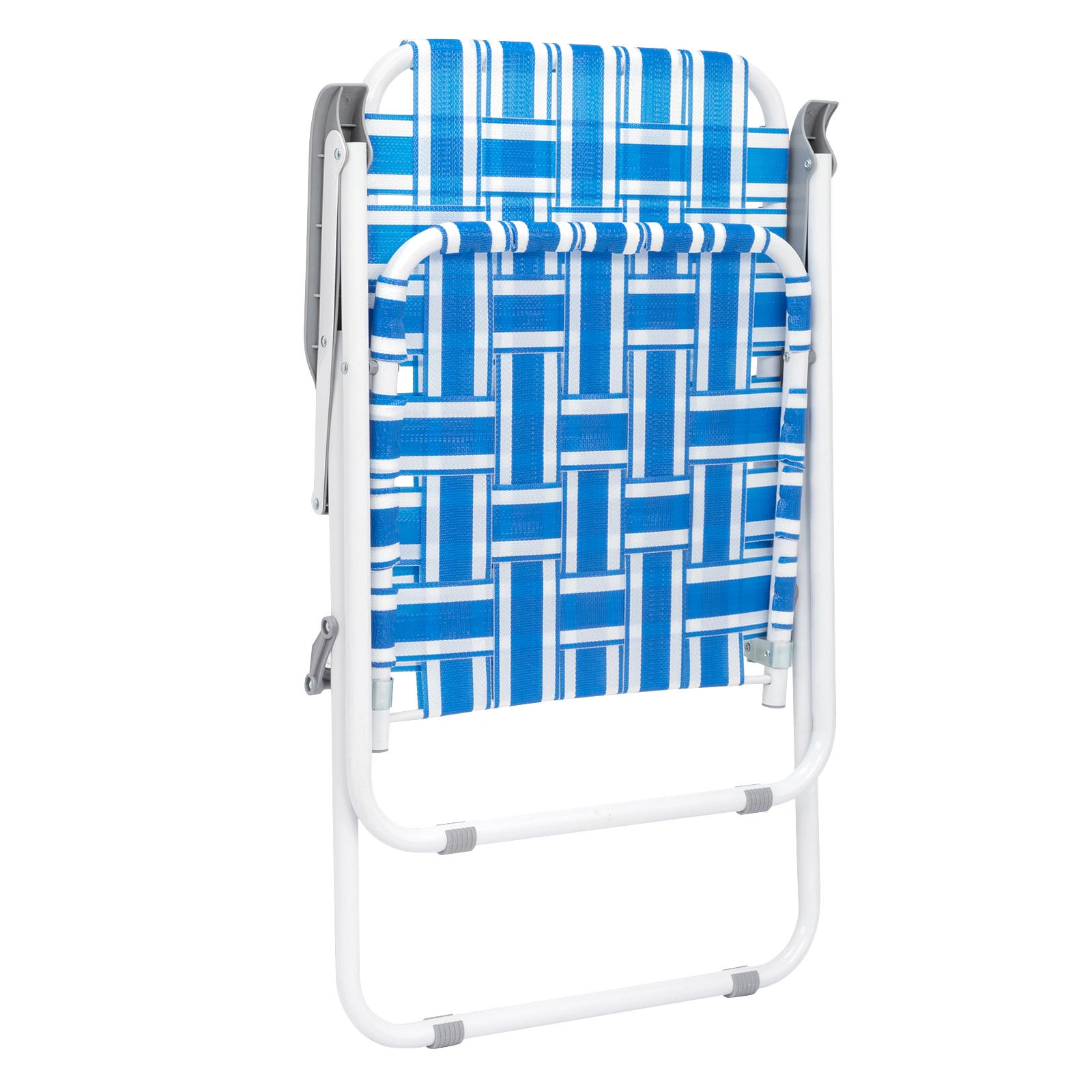 2pcs Folding Beach Chair, Heavy Duty Steel Frame PP Webbing, 120kg Load Capacity, Blue White Stripe Portable Beach Chair view 13