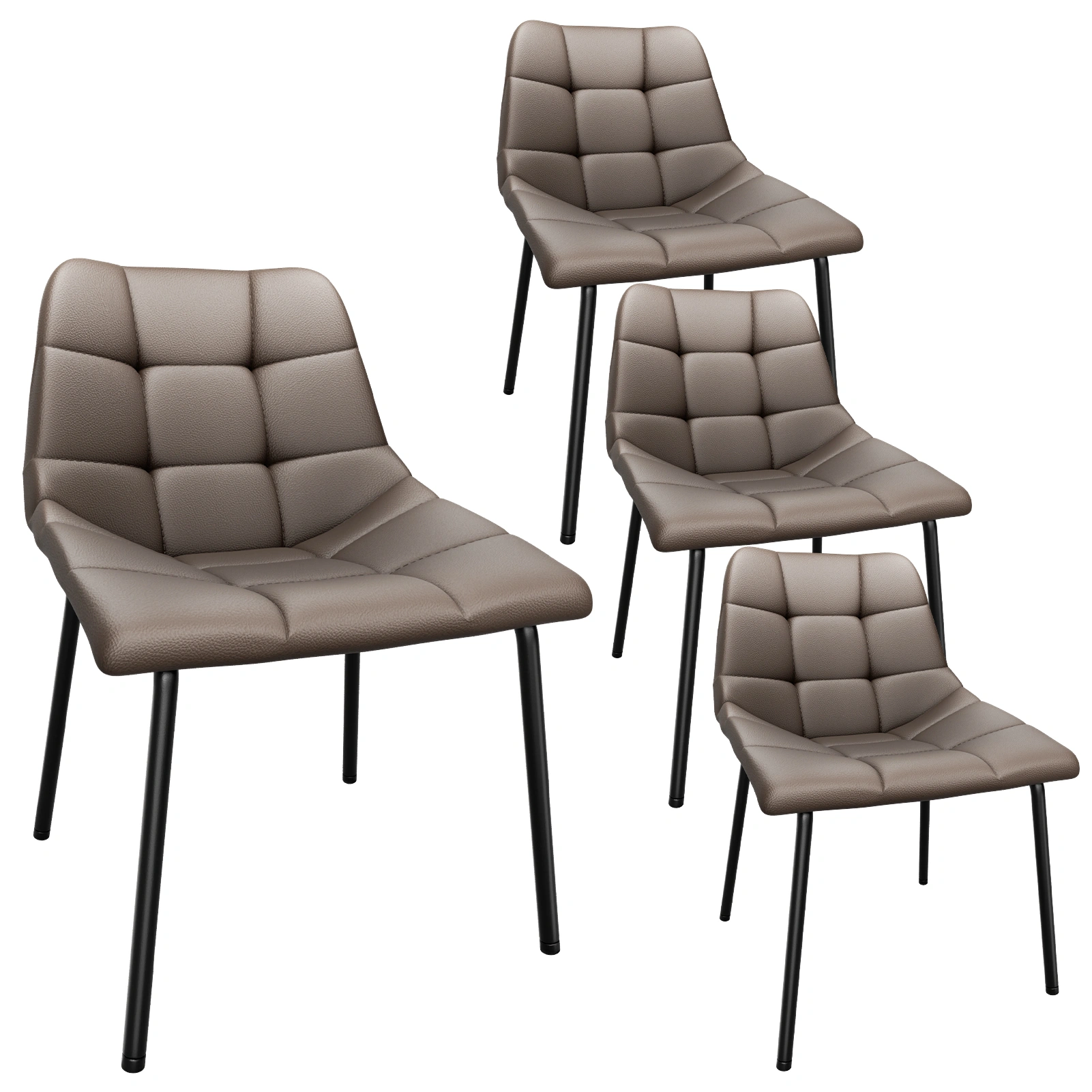 Modern Esszimmerstühle 4er Set, Kunstleder mit Hoher Rückenlehne, Gepolsterte Esstischstühle mit Metallfüßen, für Küche Wohnzimmer
