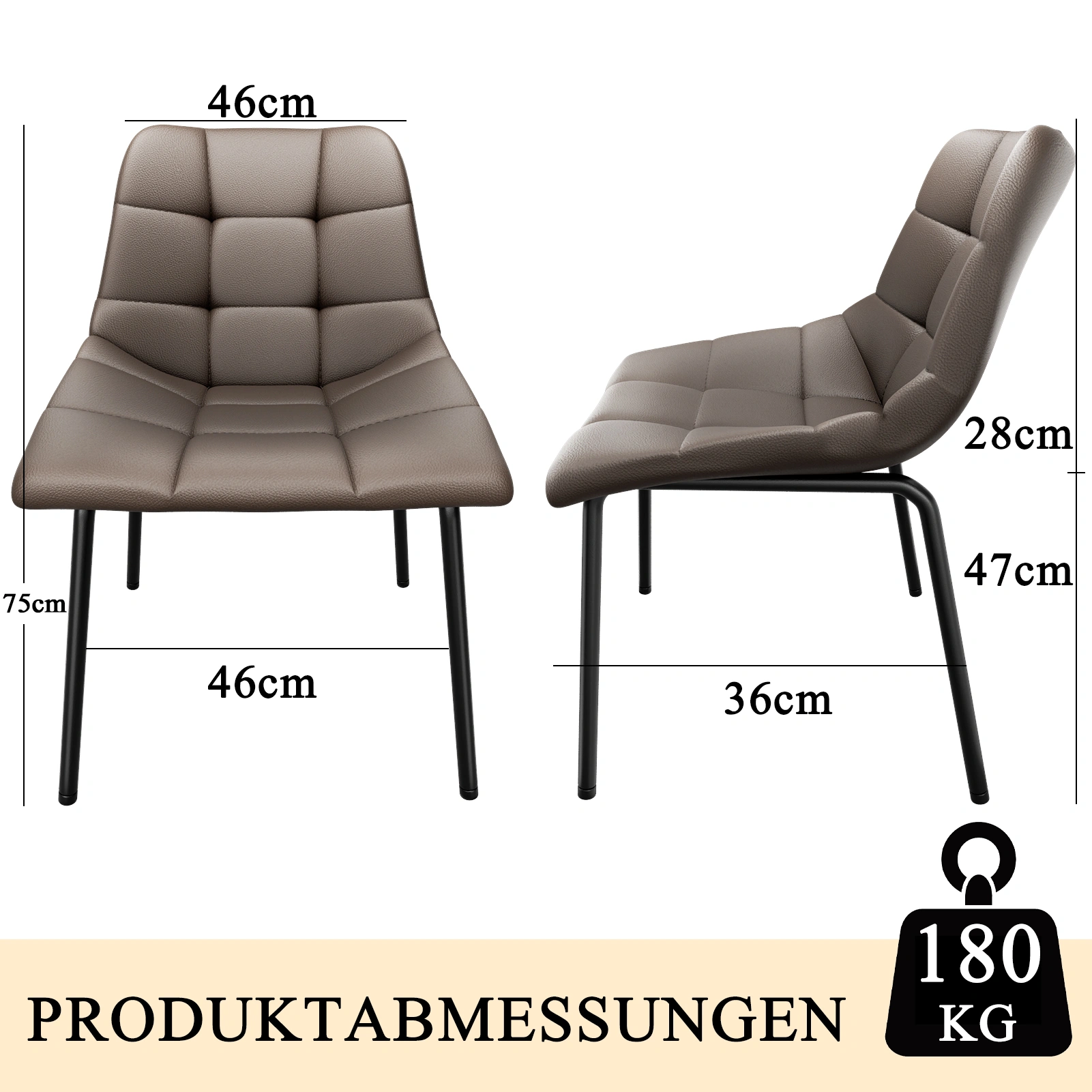 Modern Esszimmerstühle 4er Set, Kunstleder mit Hoher Rückenlehne, Gepolsterte Esstischstühle mit Metallfüßen, für Küche Wohnzimmer view 2