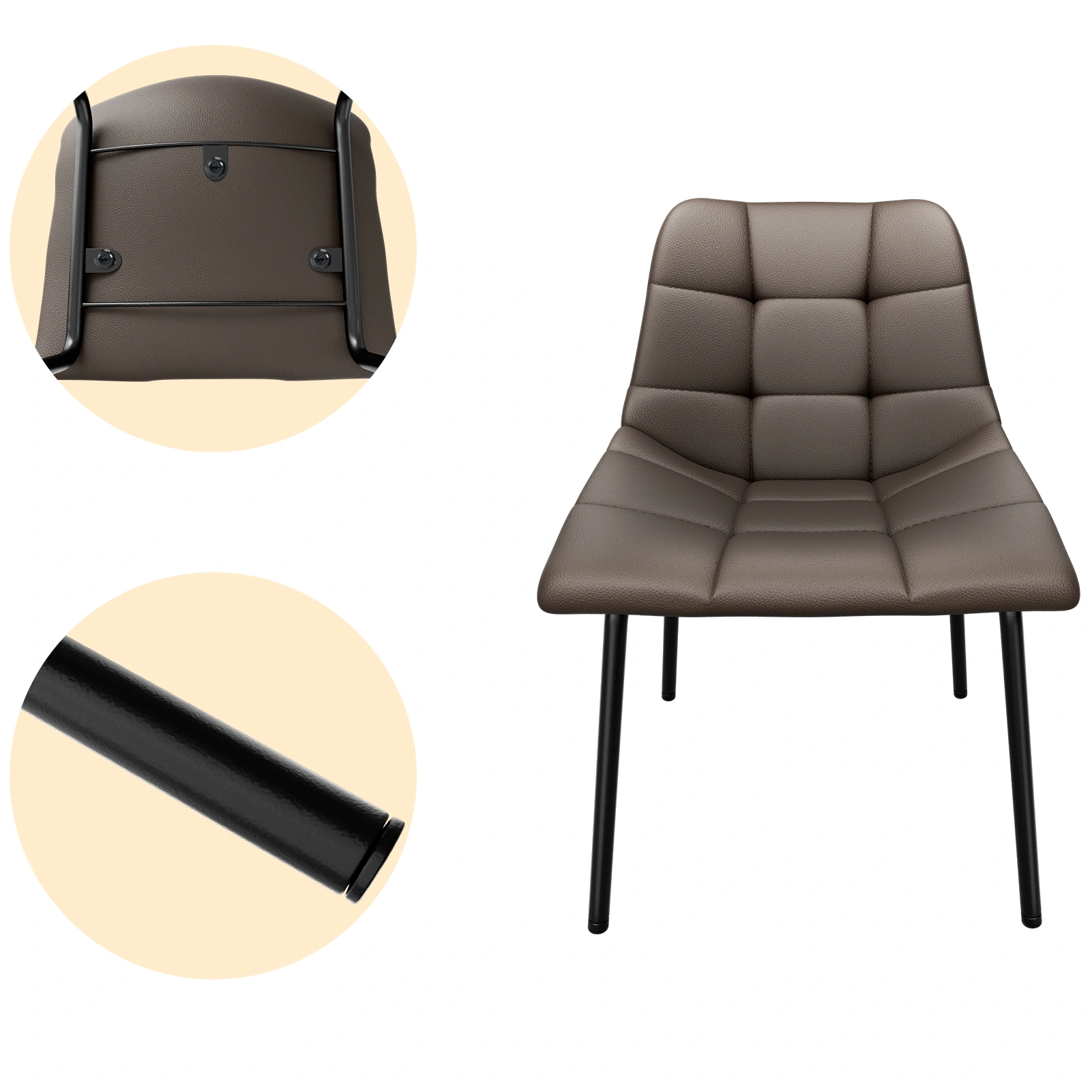 Modern Esszimmerstühle 4er Set, Kunstleder mit Hoher Rückenlehne, Gepolsterte Esstischstühle mit Metallfüßen, für Küche Wohnzimmer view 3