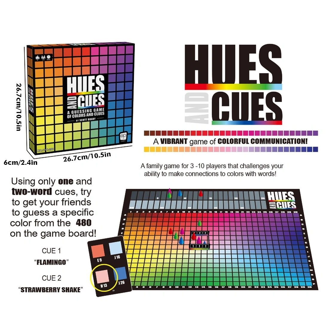 Hues and Cue Board Game - Color & Clue Party Game for 3-10 Players Ages 8+ view 2