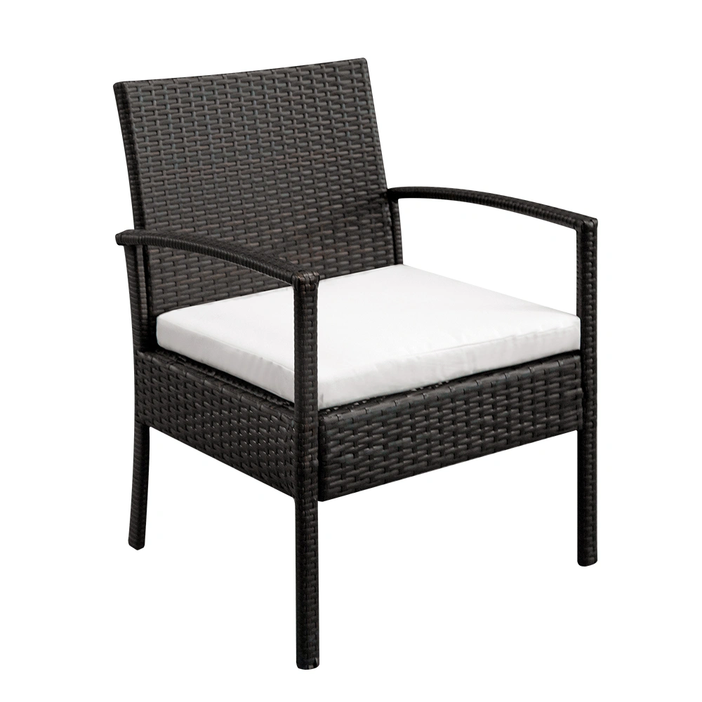 TY Rattan Sofa Set 3-Piece: 2 Arm Chairs + 1 Coffee Table, Brown Gradient Wicker Outdoor Garden Furniture view 2
