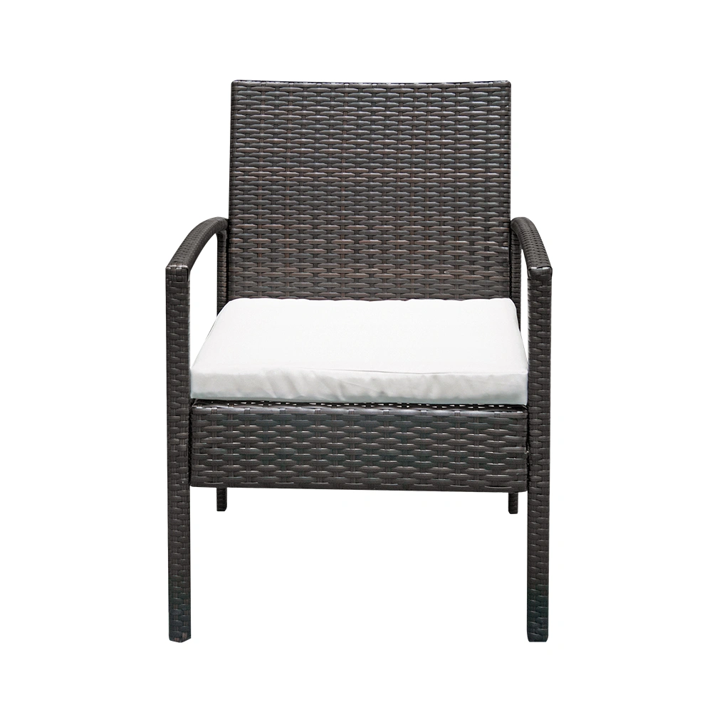 TY Rattan Sofa Set 3-Piece: 2 Arm Chairs + 1 Coffee Table, Brown Gradient Wicker Outdoor Garden Furniture view 3