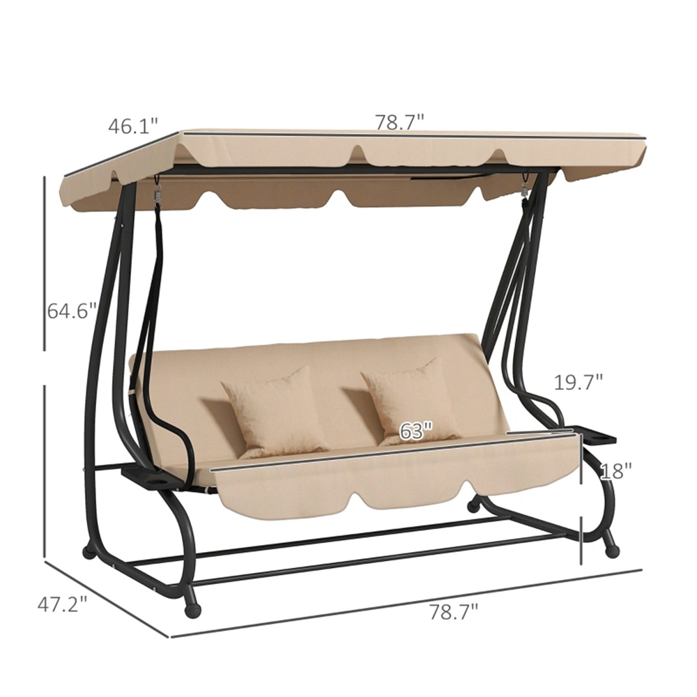 Outdoor Patio Swing Chair, 2-Seater Hanging Egg Hammock Seat with Stand, Weather-Resistant Wicker Rattan, Cushioned Garden Porch Swing for Deck & Courtyard view 3