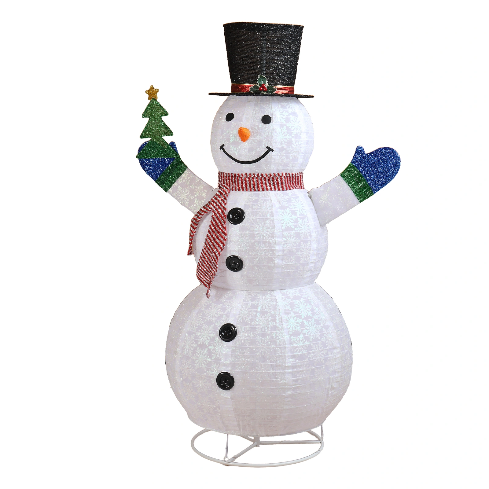 7M Lighted Snowman Holding Small Tree Pull Up Yard Decor, Pre-lit with 200 Warm White LEDs, for Xmas Outdoor Indoor Holiday Display, White view 3