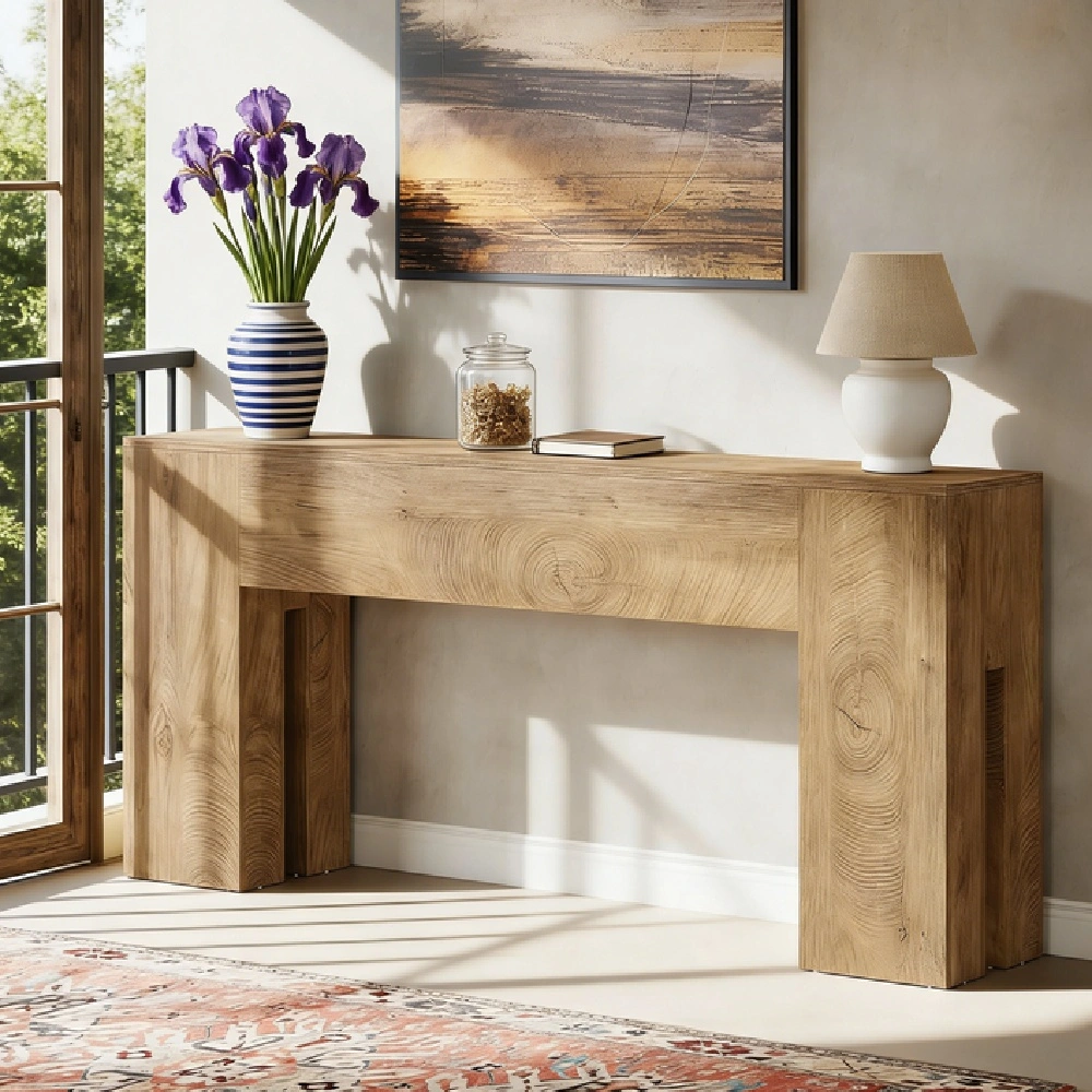 Modern Long Console Table for Living Room Entryway Hallway Sofa Table with Slim Profile Storage Shelf